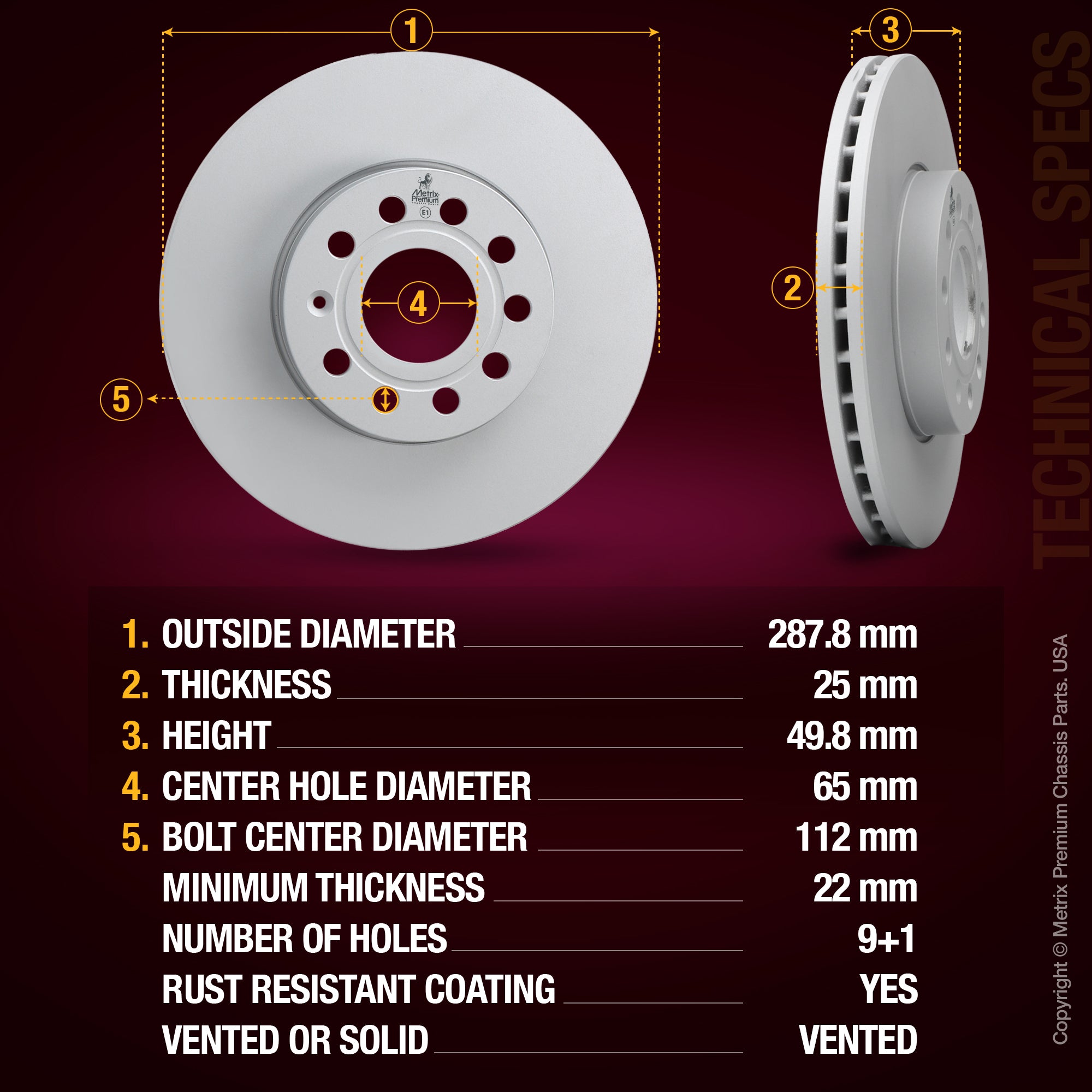 Metrix Premium Front Disc Brake Rotor Kit 92762MT spare car parts