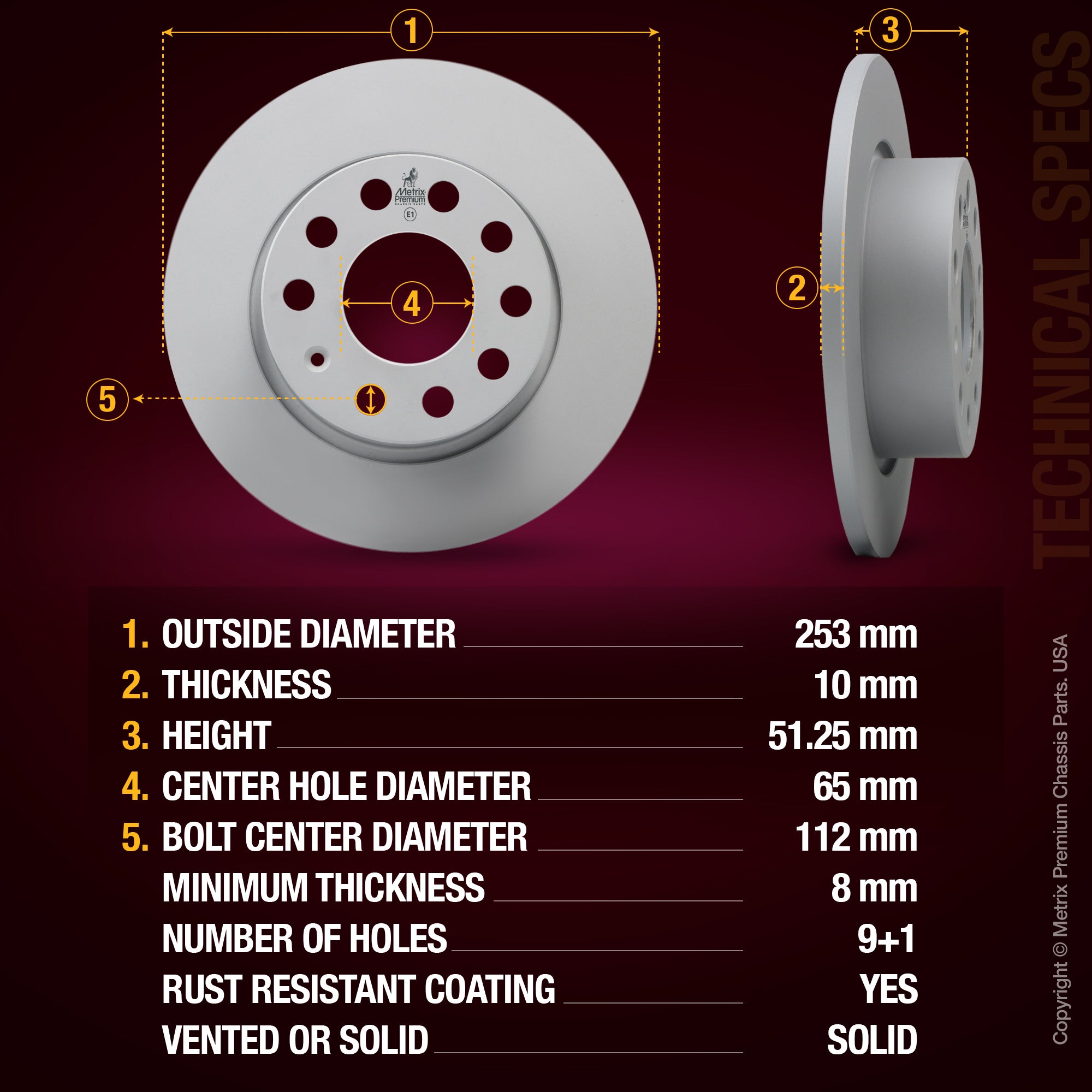 Metrix Premium Rear Disc Brake Rotor 83491MF aftermarket car parts