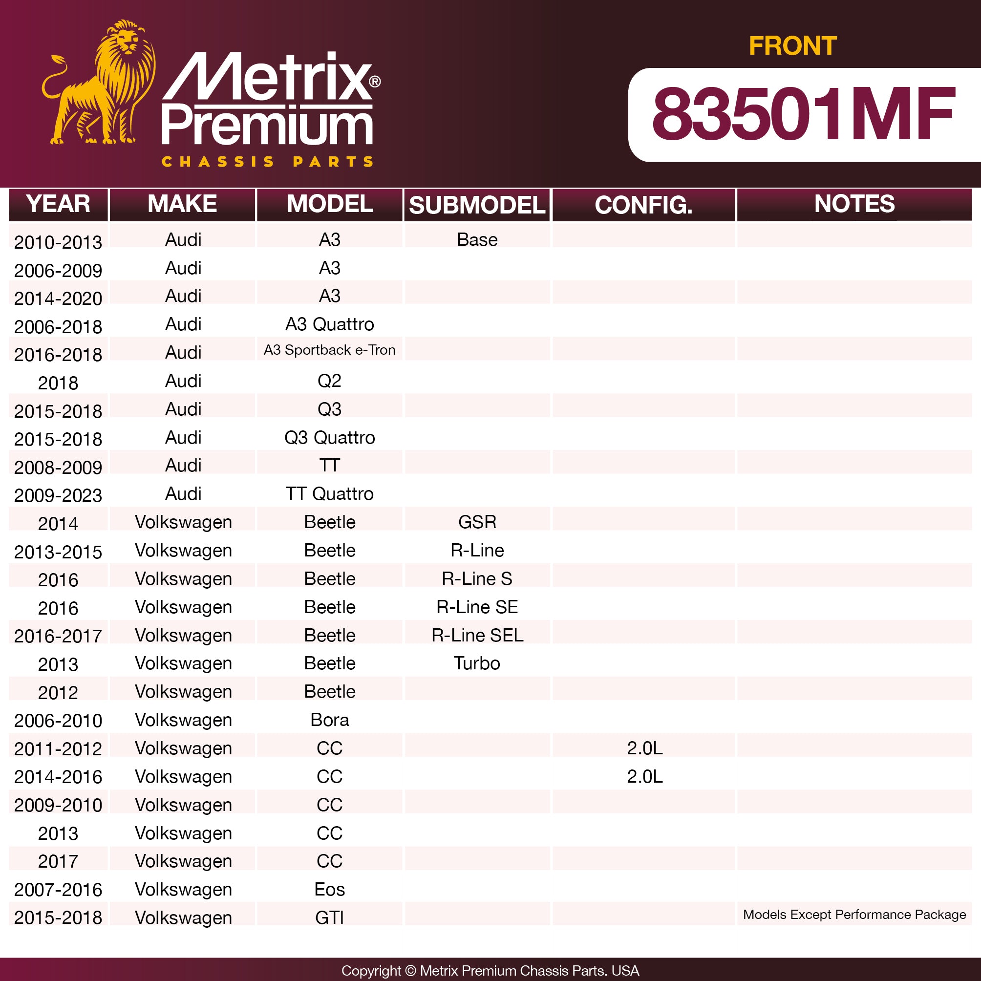 Metrix Premium Front Disc Brake Rotor 83501MF OEM fit spare parts