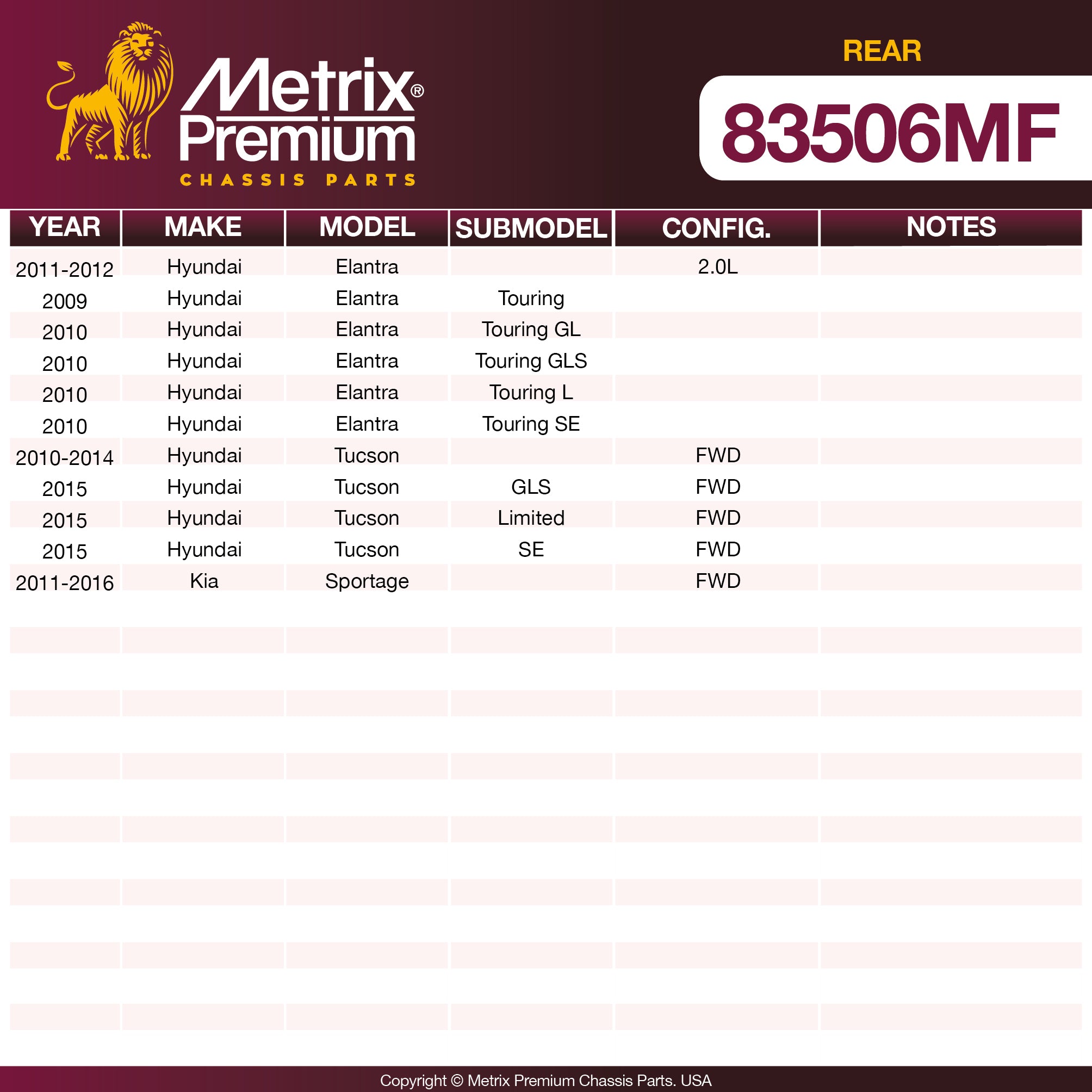 Metrix Premium Rear Disc Brake Rotor 83506MF OEM fit spare parts
