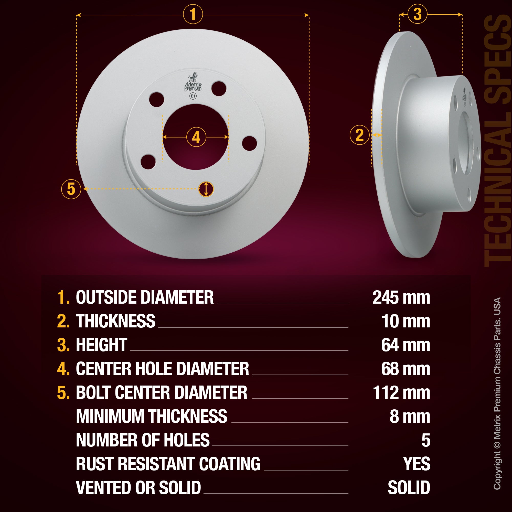 Metrix Premium Rear Disc Brake Rotor Kit 92531MT aftermarket car parts