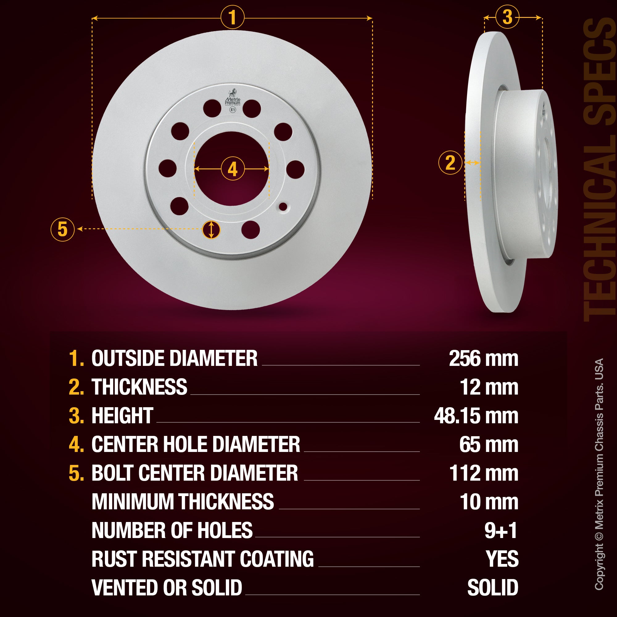 Metrix Premium Rear Disc Brake Rotor Kit 92564MT aftermarket car parts