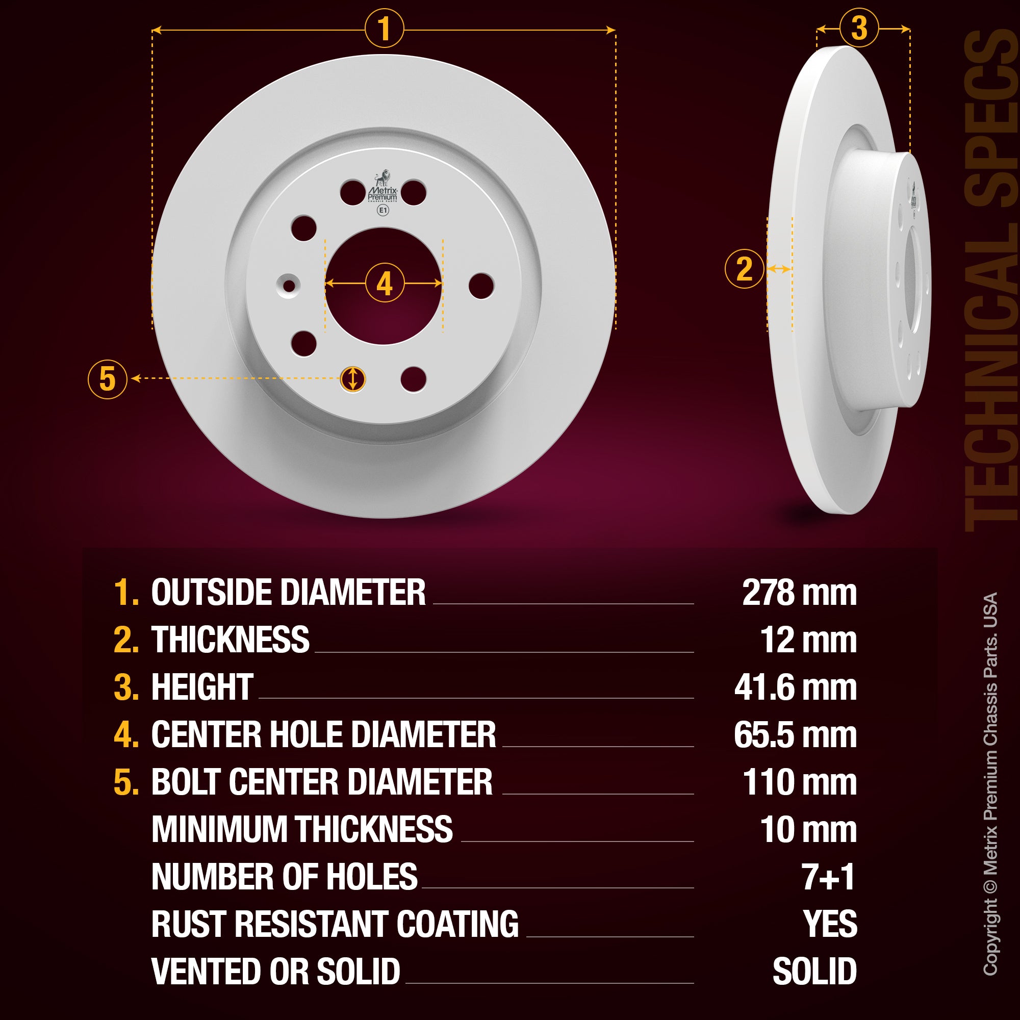 Metrix Premium Rear Disc Brake Rotor 83519MF aftermarket car parts