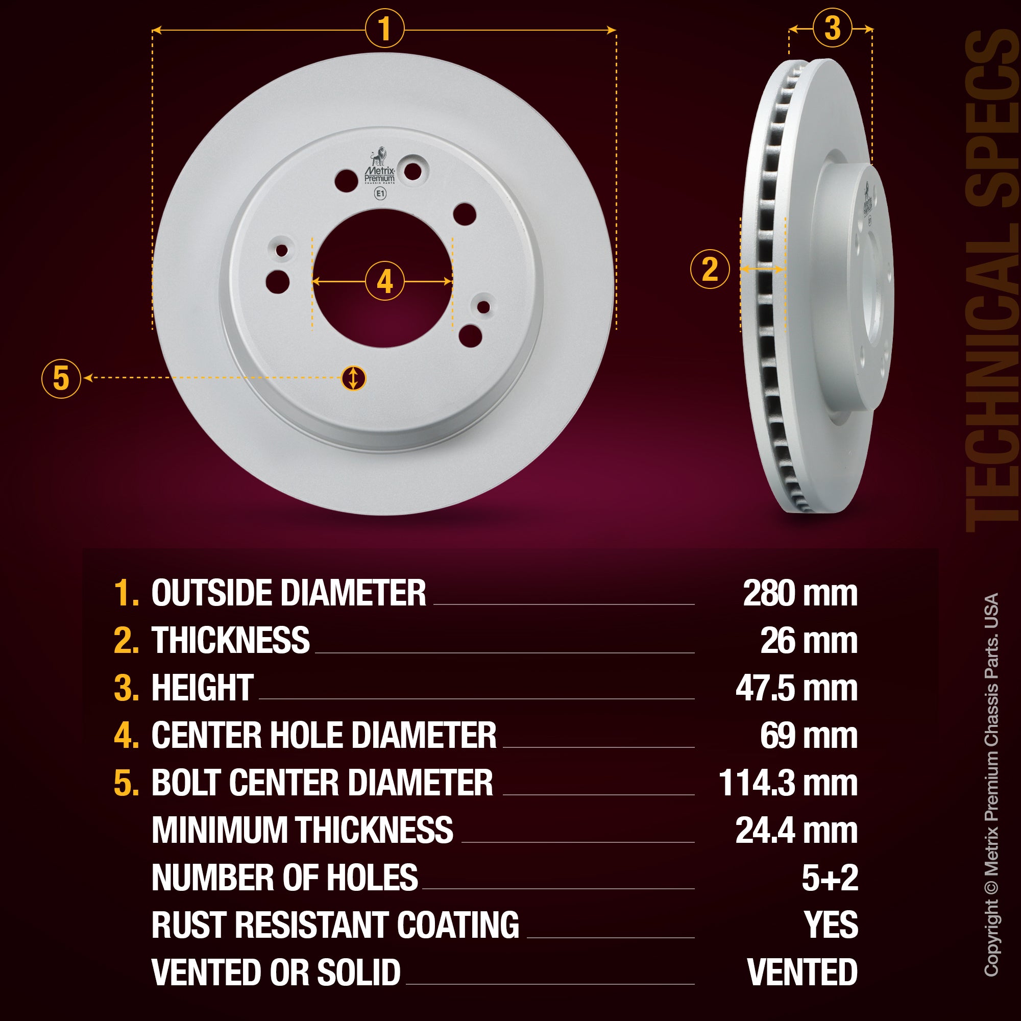 Metrix Premium Front Disc Brake Rotor 83529MF aftermarket car parts