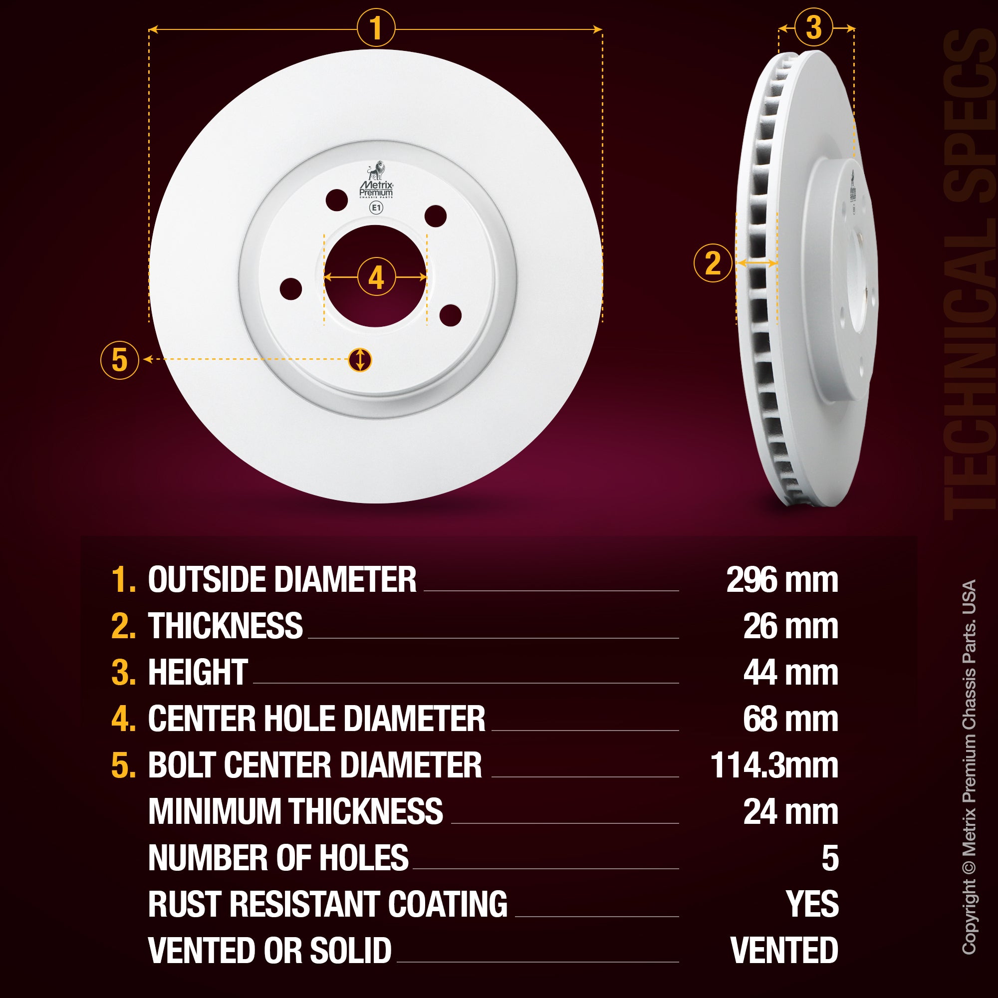 Metrix Premium Front Disc Brake Rotor 83531MF aftermarket car parts