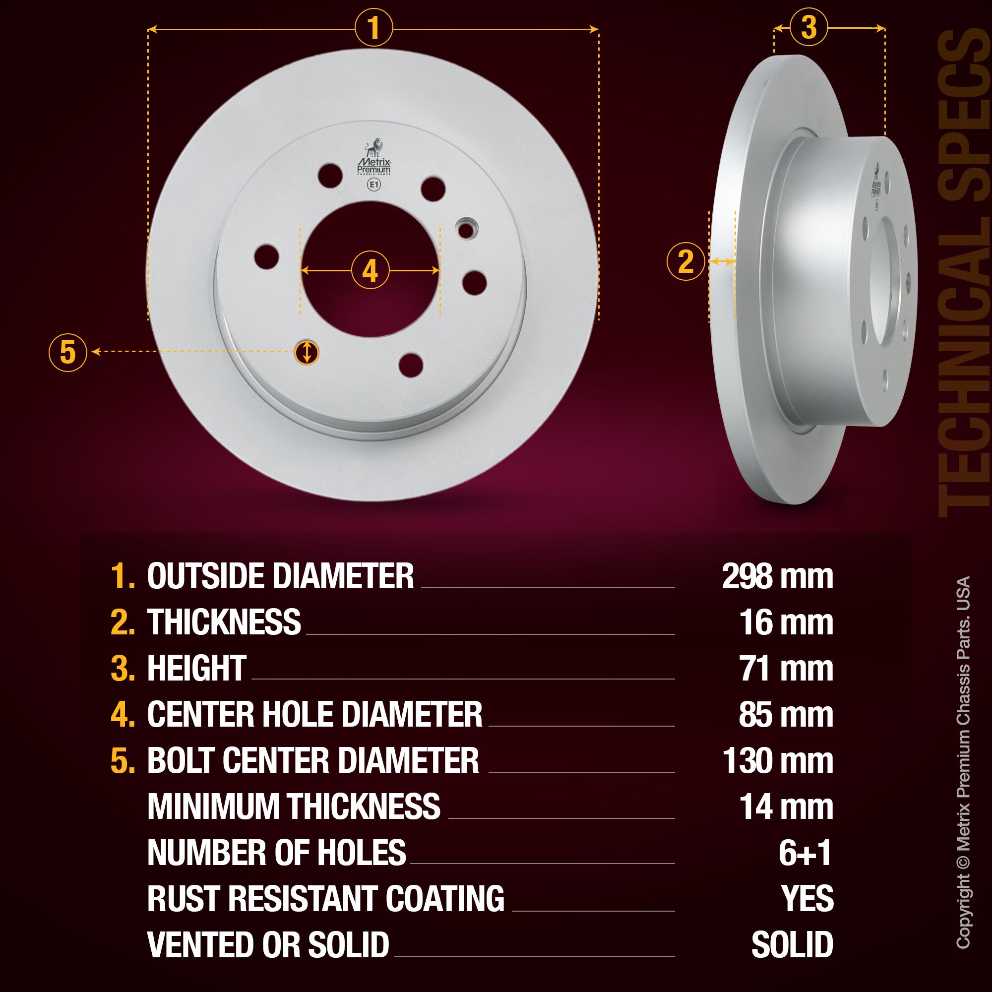 Metrix Premium Rear Disc Brake Rotor Kit 92528MT aftermarket car parts
