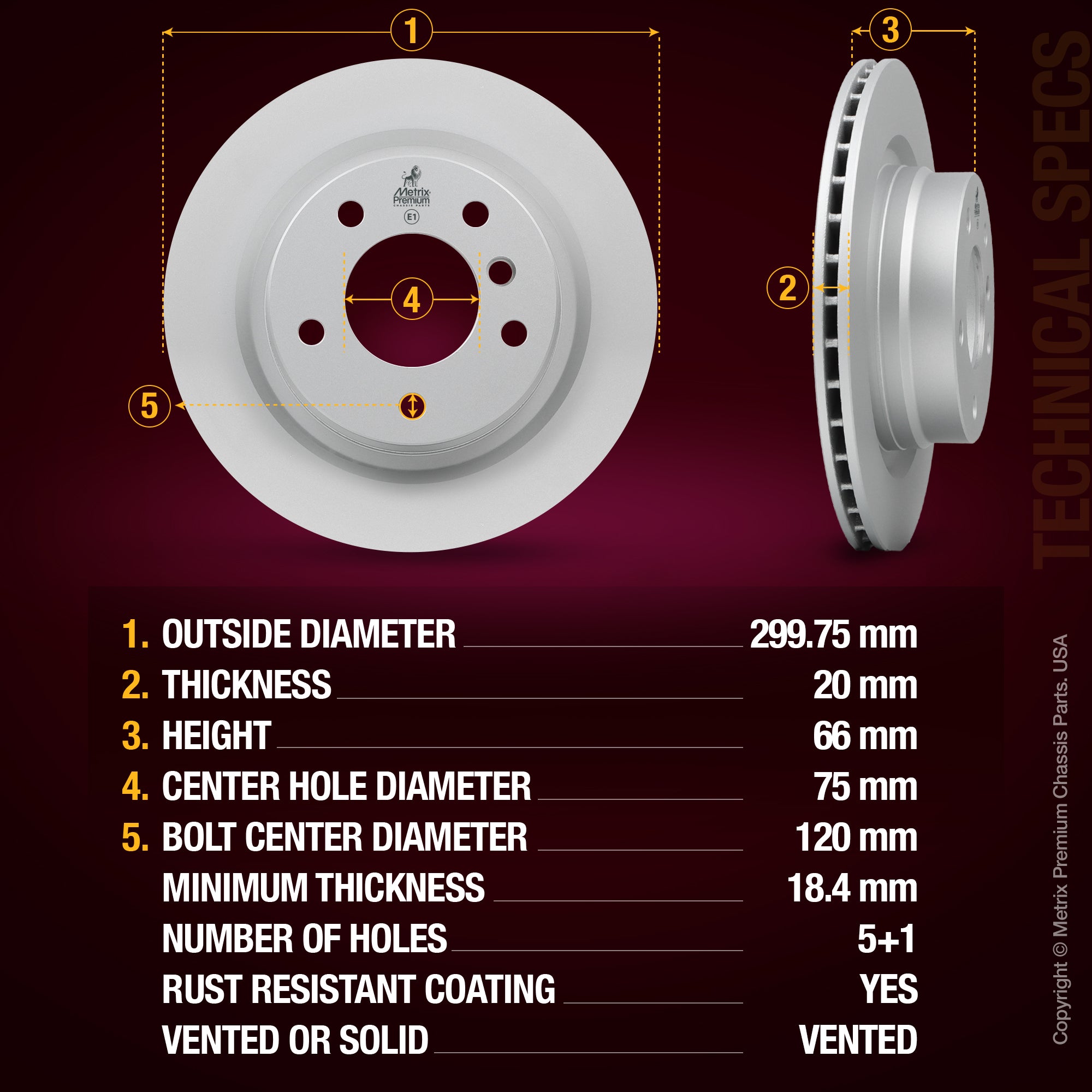 Metrix Premium Rear Disc Brake Rotor Kit 92626MT aftermarket car parts