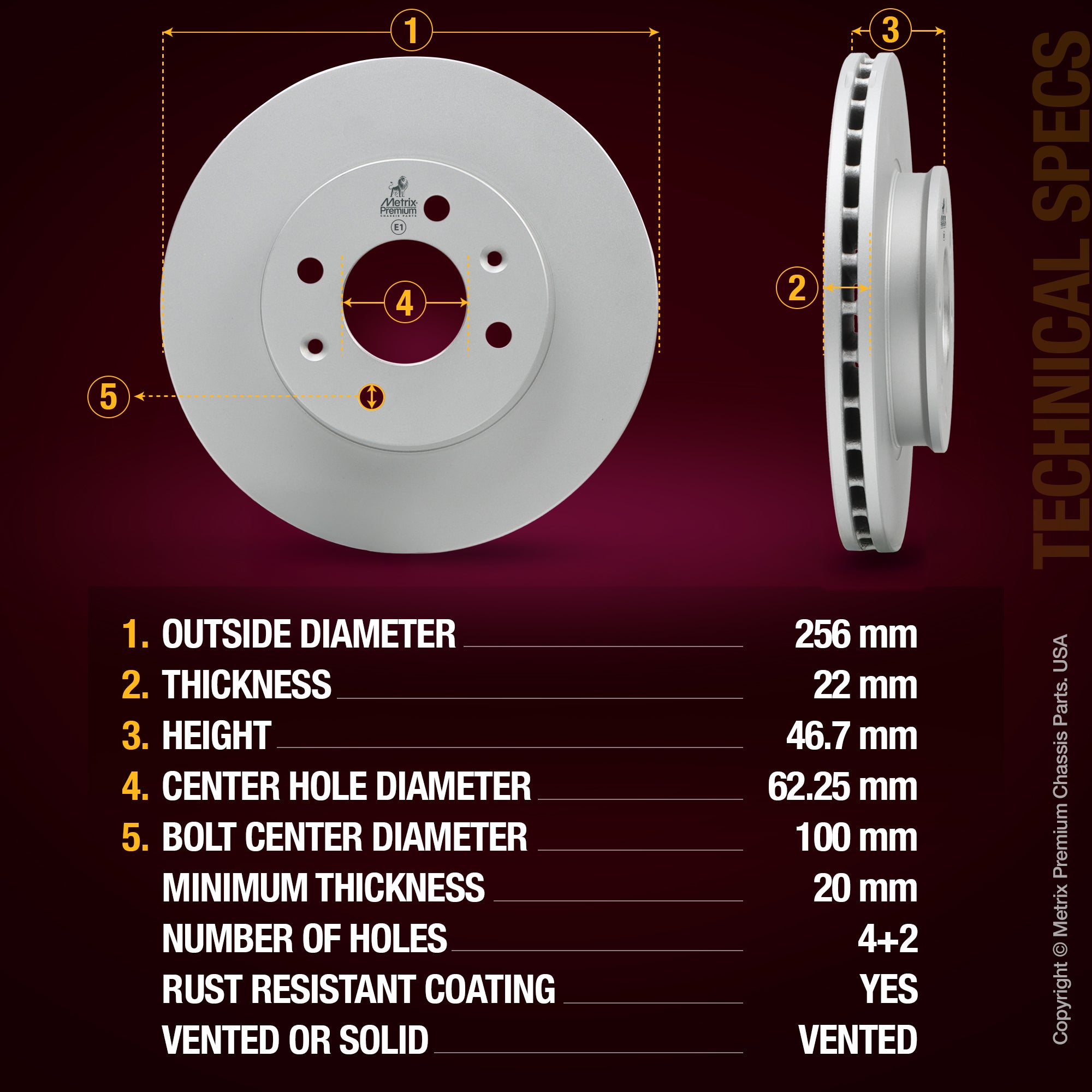 Metrix Premium Front Disc Brake Rotor Kit 92563MT aftermarket car parts