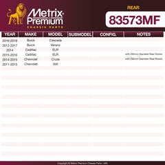 Metrix Premium Rear Disc Brake Rotor 83573MF OEM fit spare parts