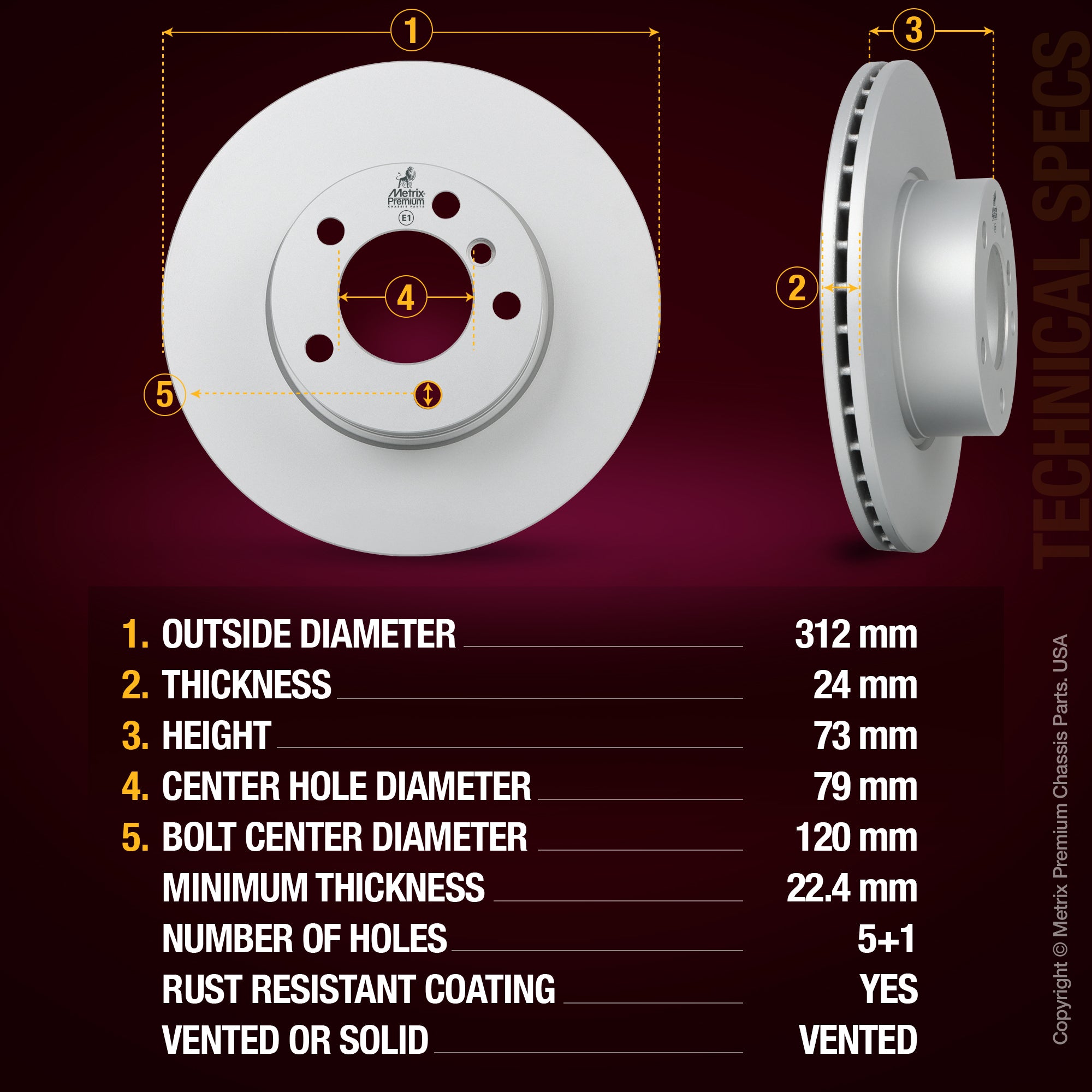Metrix Premium Front Disc Brake Rotor Kit 92623MT suspension steering brake parts