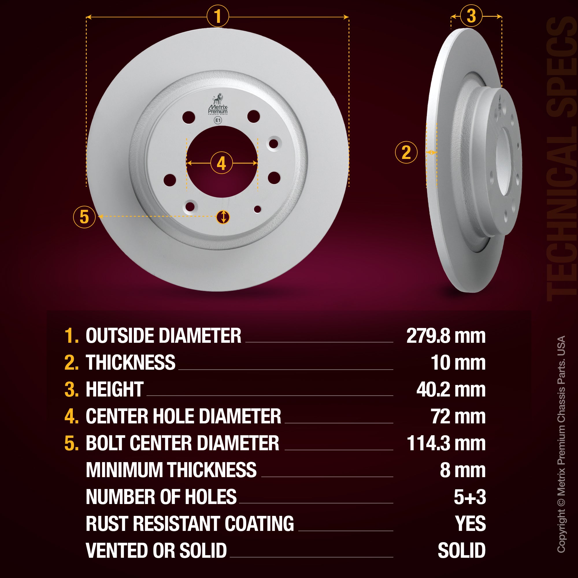 Metrix Premium Rear Disc Brake Rotor Kit 92732MT aftermarket car parts
