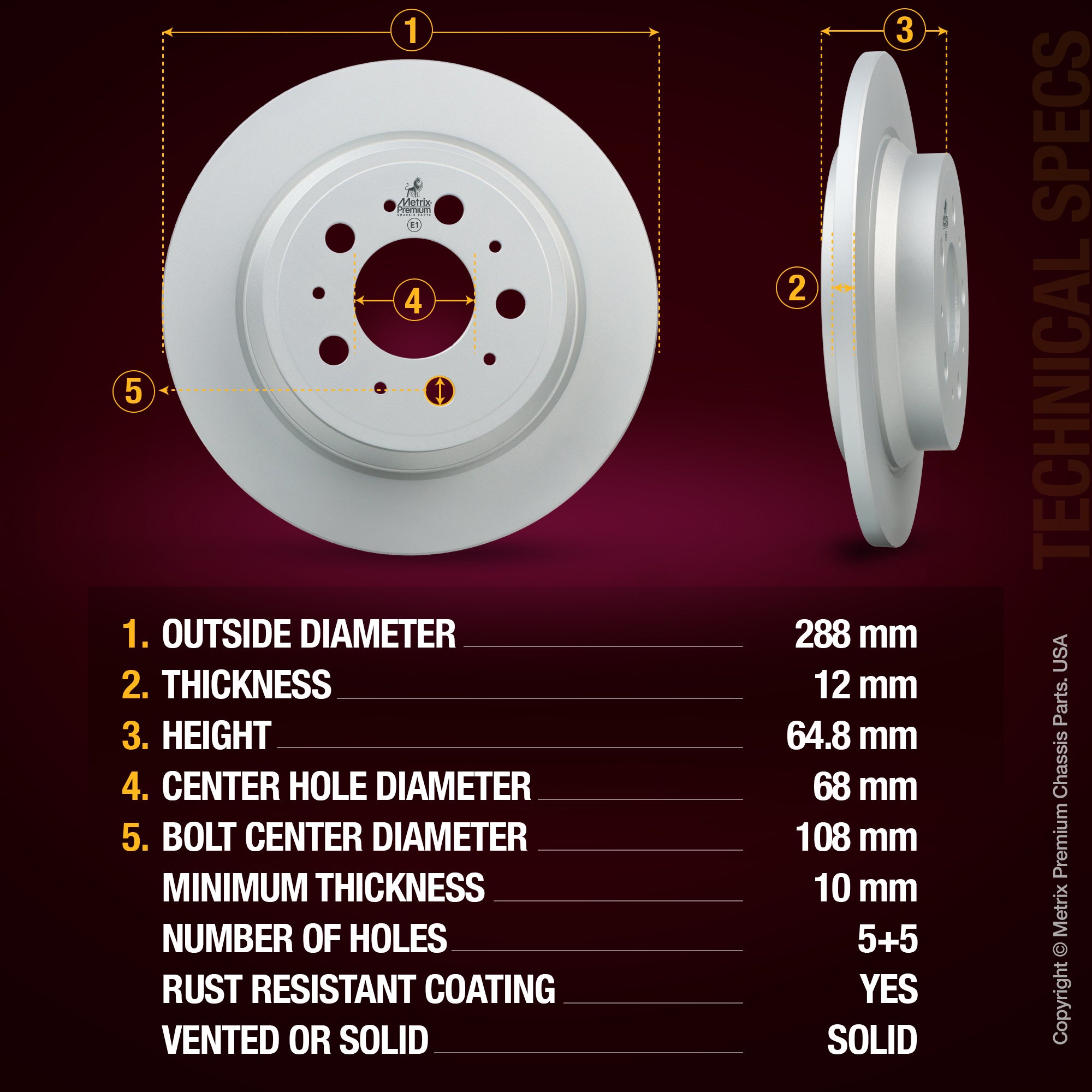 Metrix Premium Rear Disc Brake Rotor Kit 92622MT aftermarket car parts