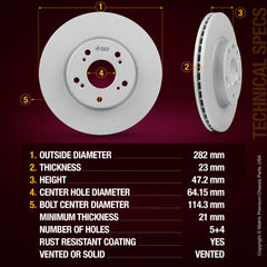 Metrix Premium 6 PC Front & Rear Brake Rotor & Semi-Metallic Disc Brake Pad Kit 95964MT Ceramic or Semi-Metallic Friction Material