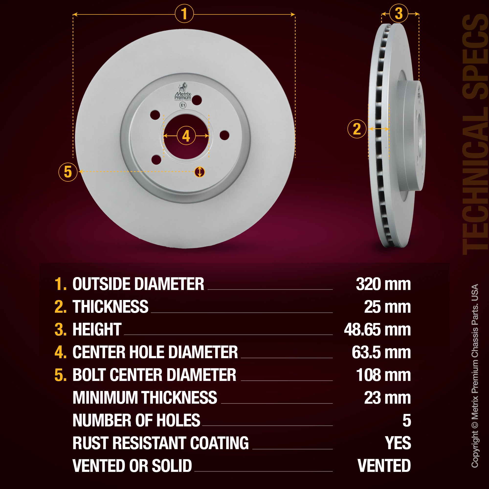 Metrix Premium Front Disc Brake Rotor Kit 92730MT aftermarket car parts