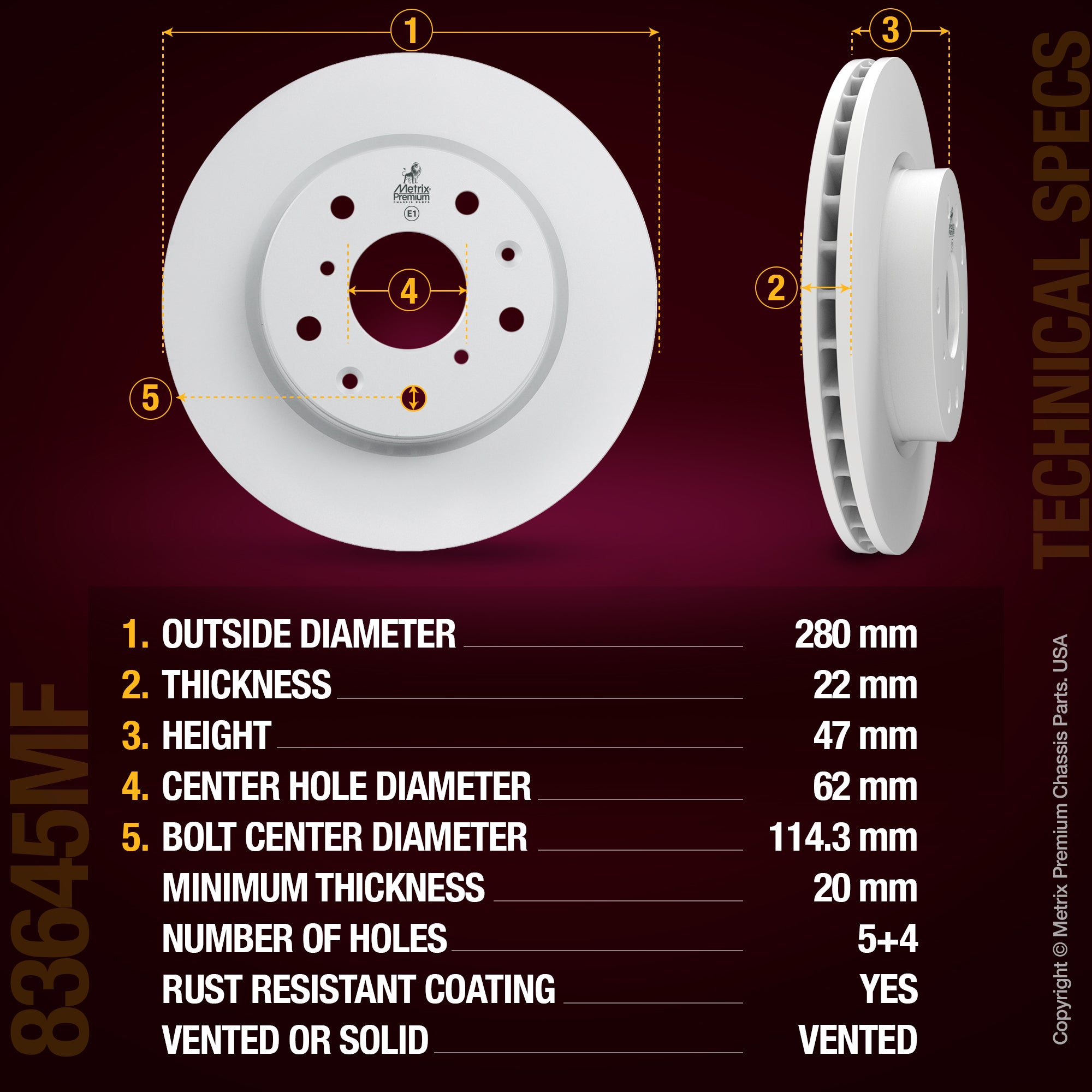 Metrix Premium Front Disc Brake Rotor Kit 92296MT aftermarket car parts
