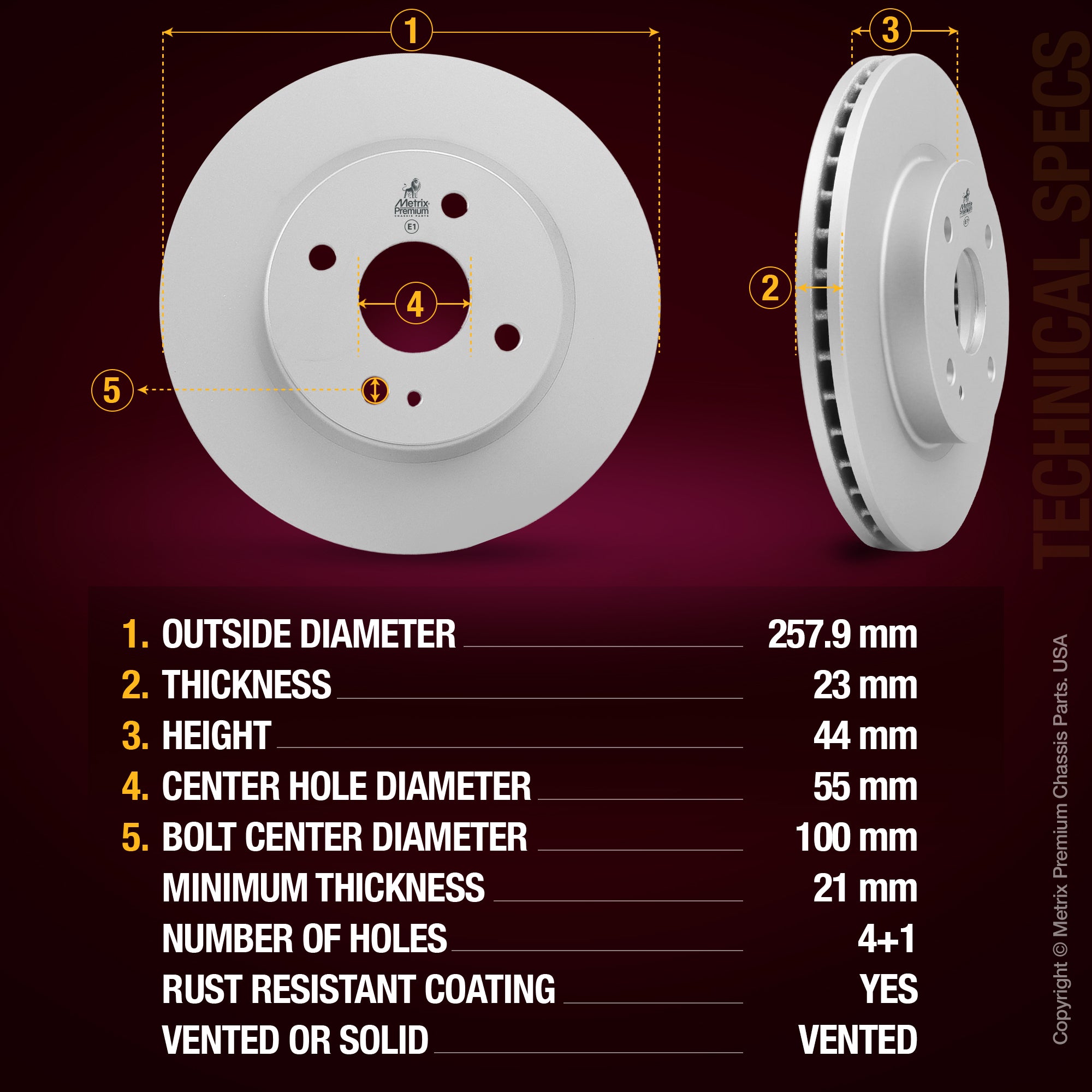 Metrix Premium Front Disc Brake Rotor 83652MF aftermarket car parts