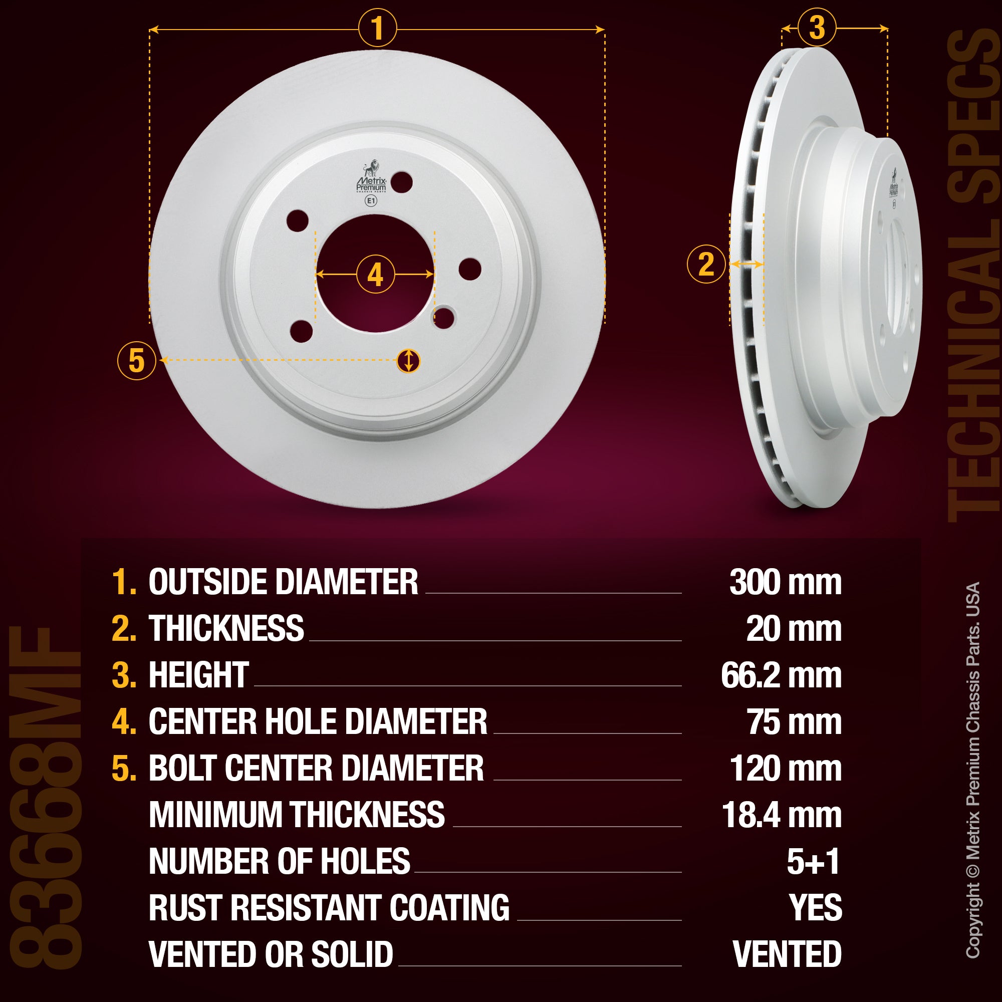 Metrix Premium Rear Disc Brake Rotor 83668MF aftermarket car parts