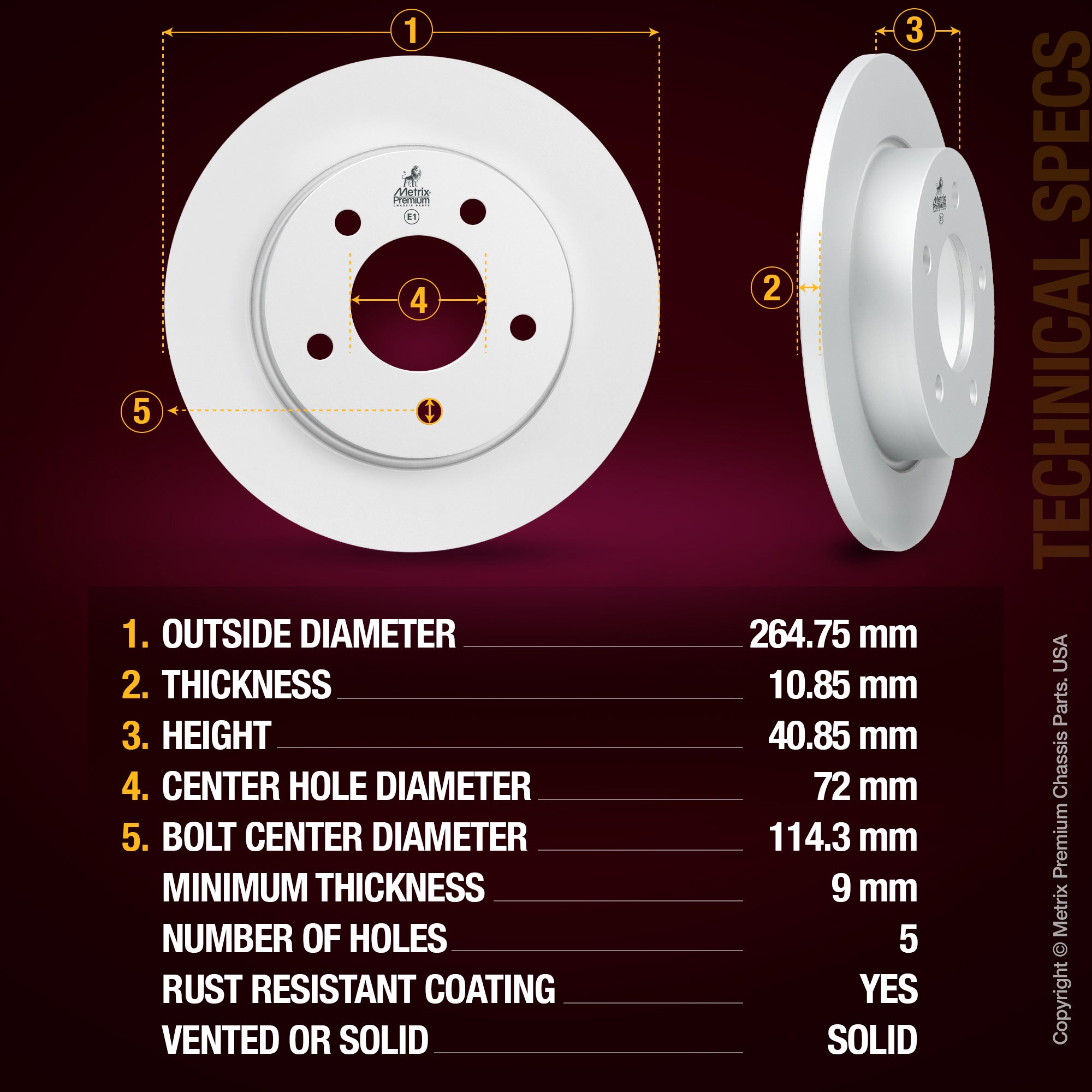 Metrix Premium Rear Disc Brake Rotor Kit 92619MT aftermarket car parts
