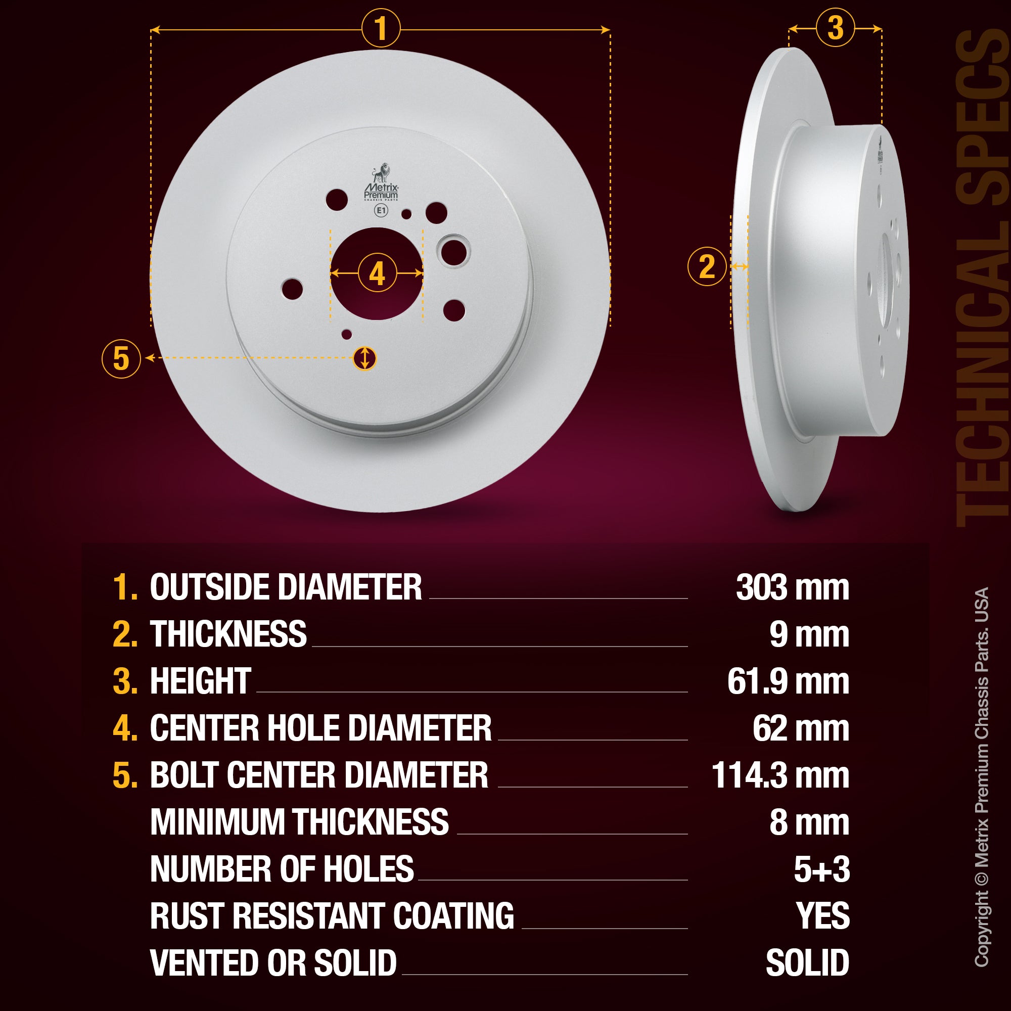 Metrix Premium Rear Disc Brake Rotor Kit 92618MT aftermarket car parts