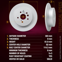 Metrix Premium Rear Disc Brake Rotor Kit 92618MT aftermarket car parts