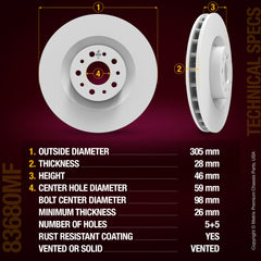 Metrix Premium Front Disc Brake Rotor Kit 92243MT aftermarket car parts