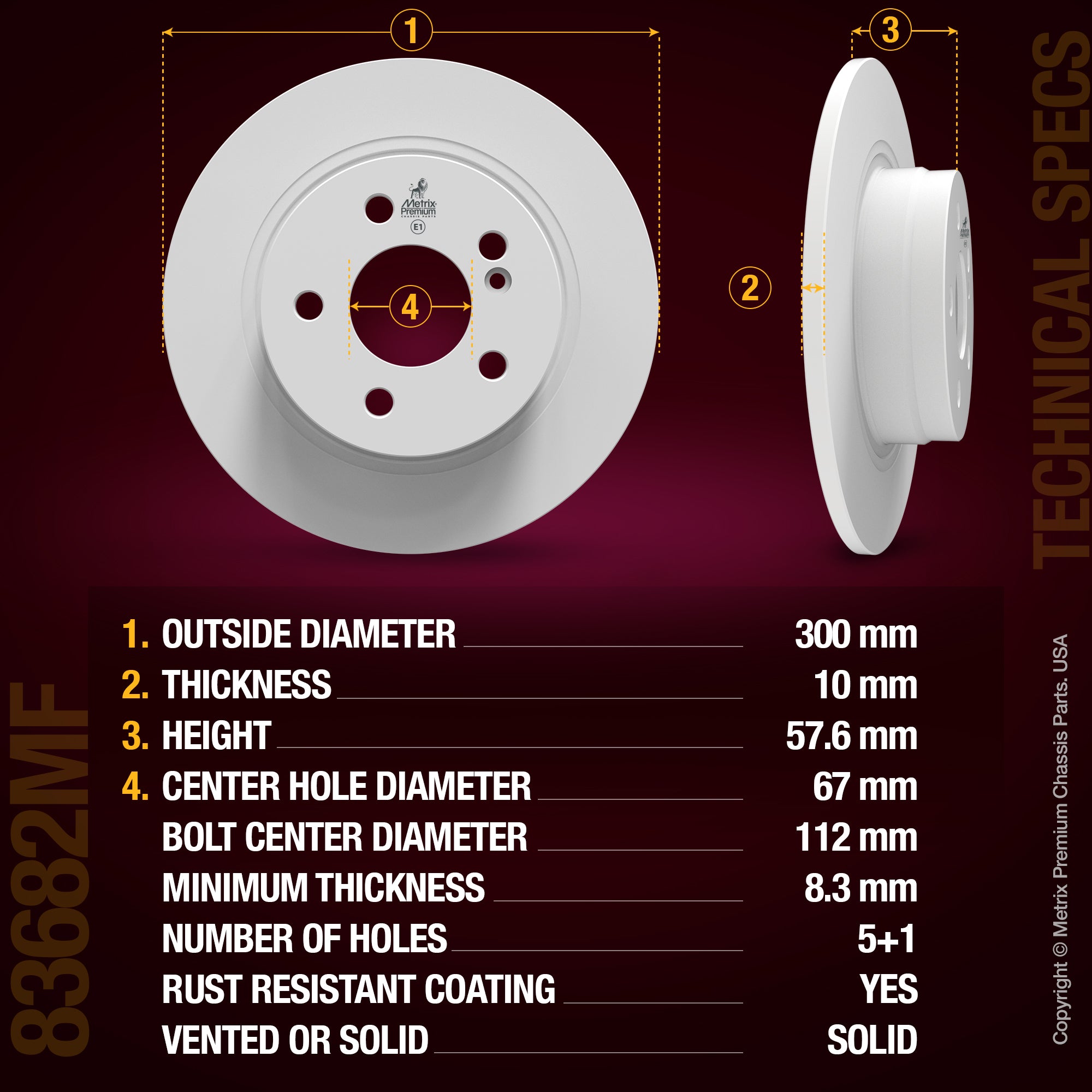 Metrix Premium Rear Disc Brake Rotor Kit 92218MT aftermarket car parts