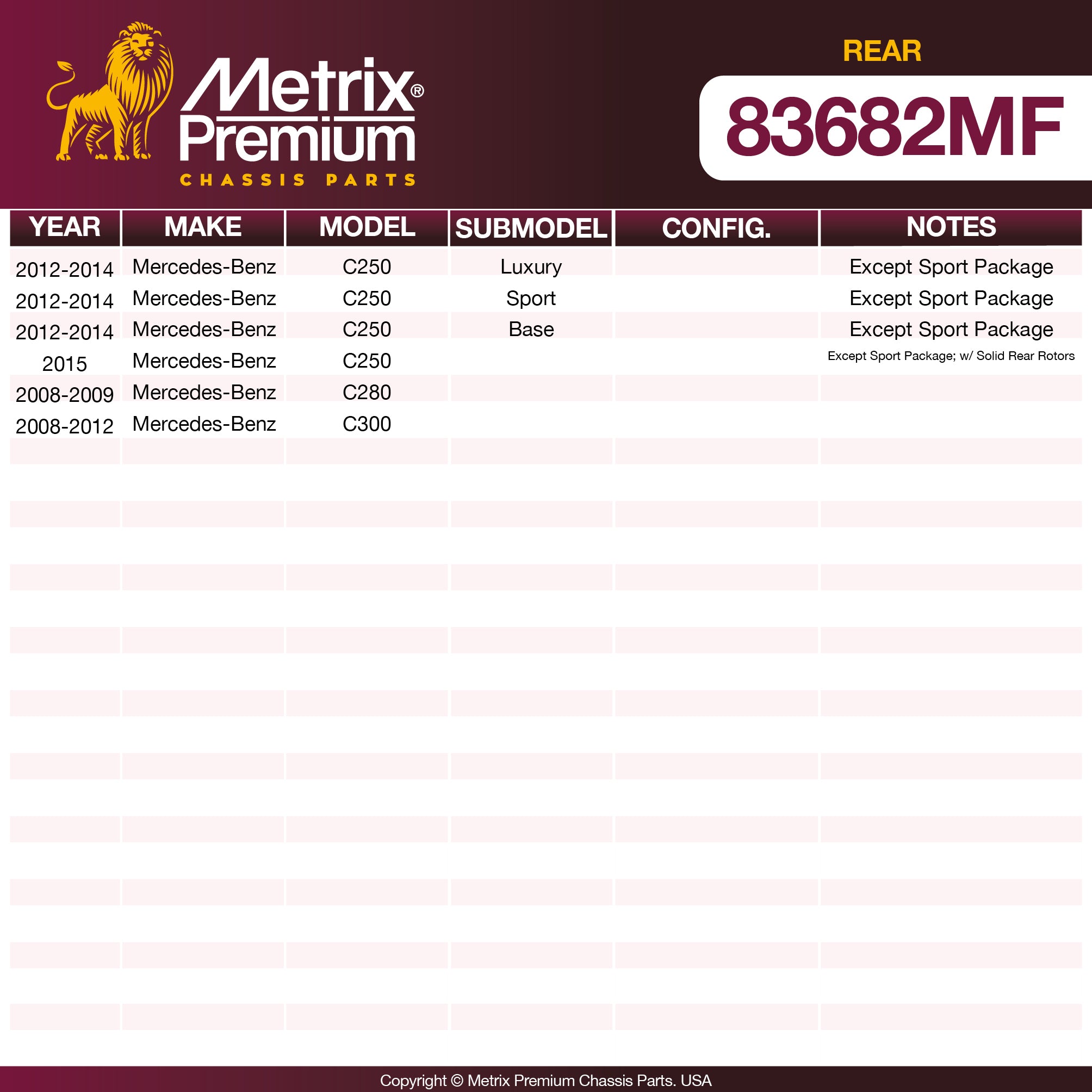 Metrix Premium Rear Disc Brake Rotor 83682MF OEM fit spare parts