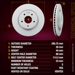 Metrix Premium brake rotors meet or exceed OEM standards for smooth, vibration-free braking.