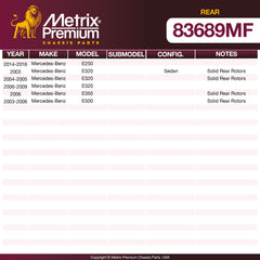 Metrix Premium Rear Disc Brake Rotor 83689MF OEM fit spare parts