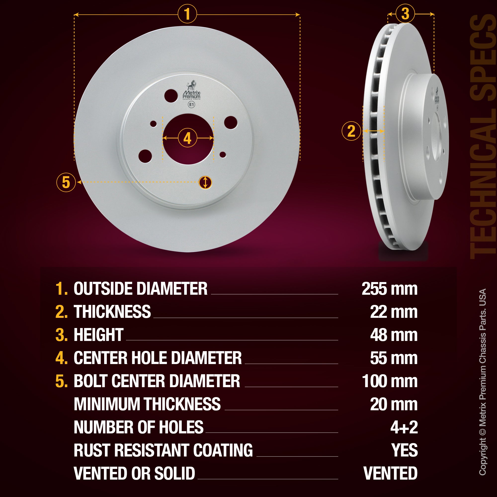Metrix Premium Front Disc Brake Rotor Kit 92560MT aftermarket car parts