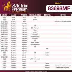 Metrix Premium Front Disc Brake Rotor 83698MF OEM fit spare parts