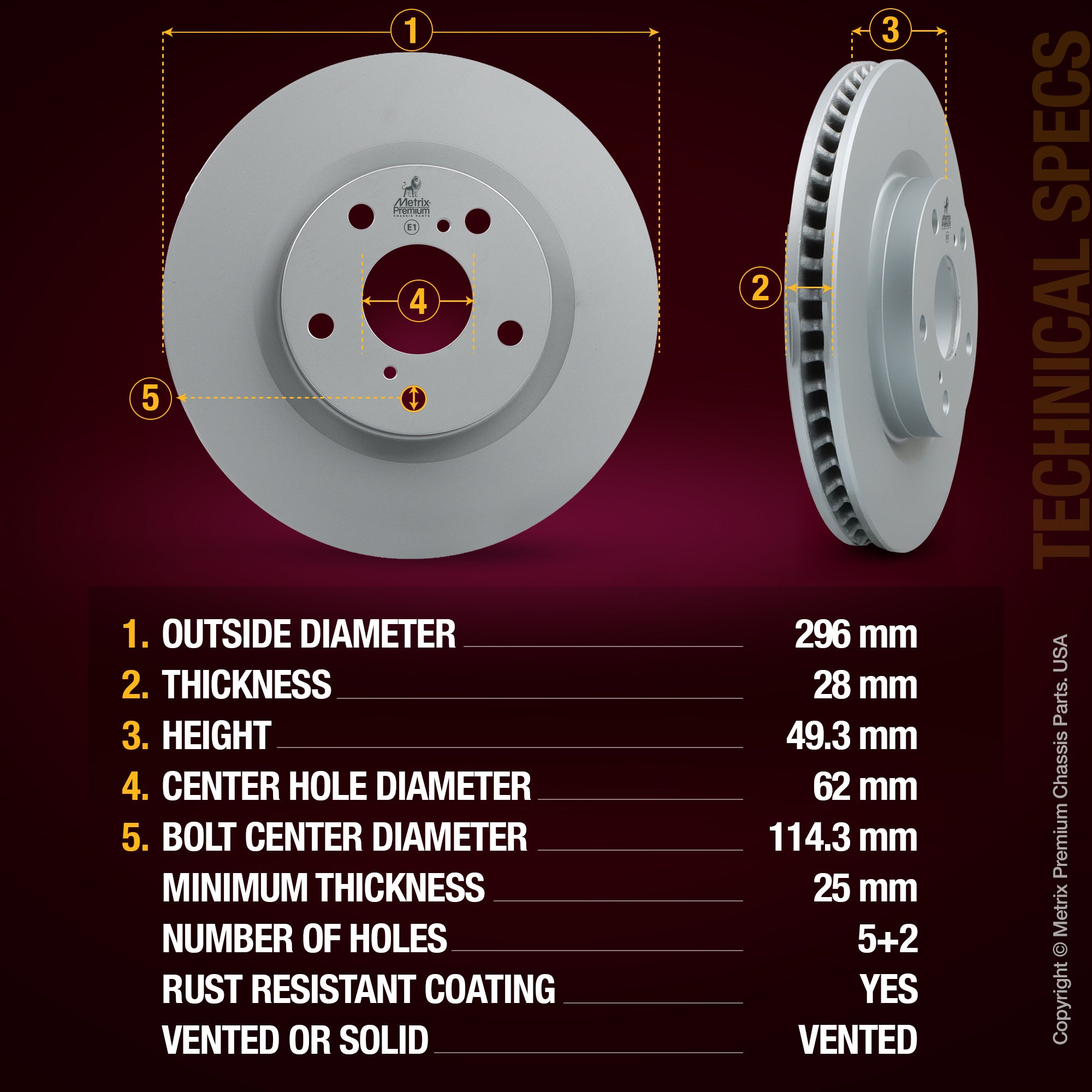 Metrix Premium Front Disc Brake Rotor 83705MF aftermarket car parts