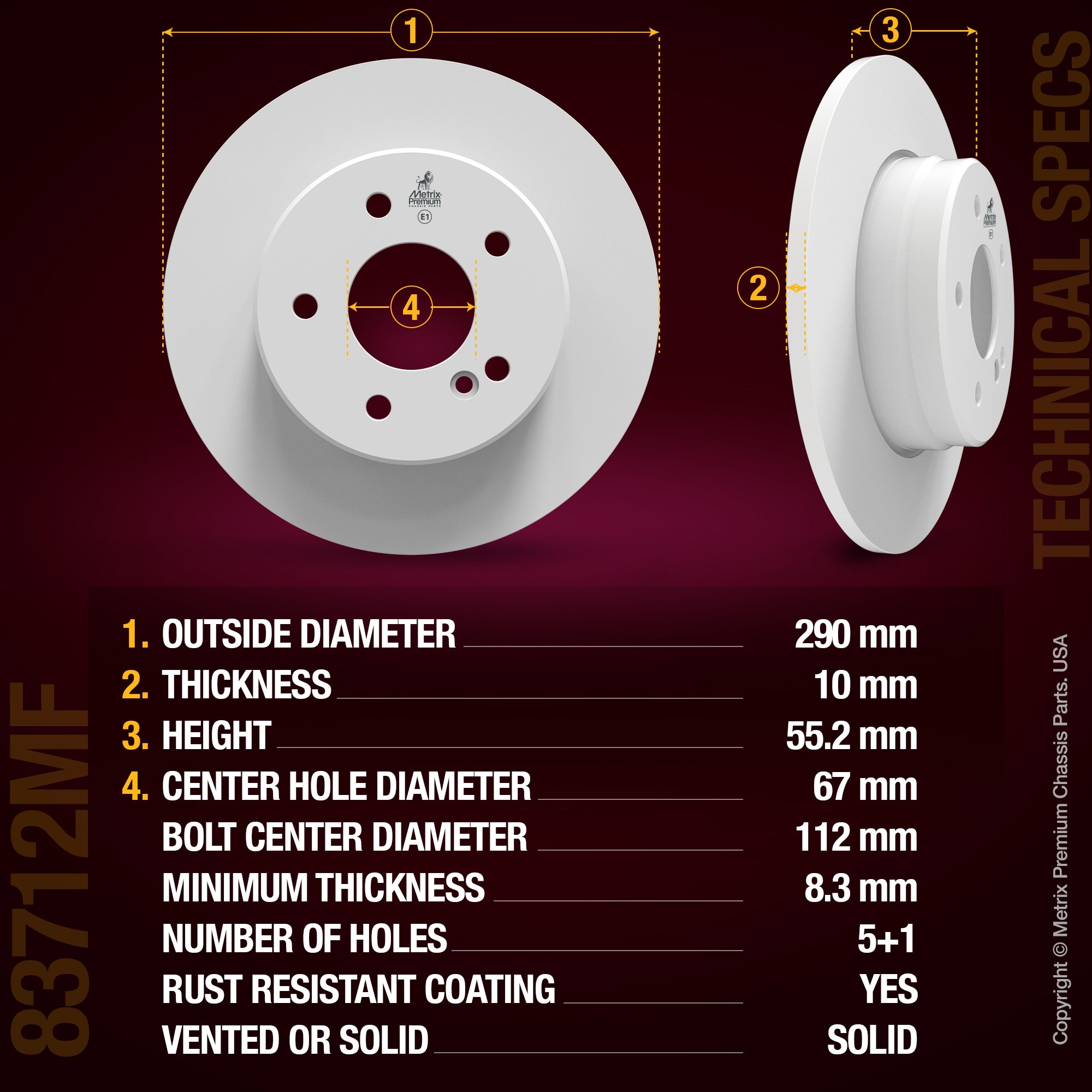 Metrix Premium Rear Disc Brake Rotor Kit 92241MT aftermarket car parts