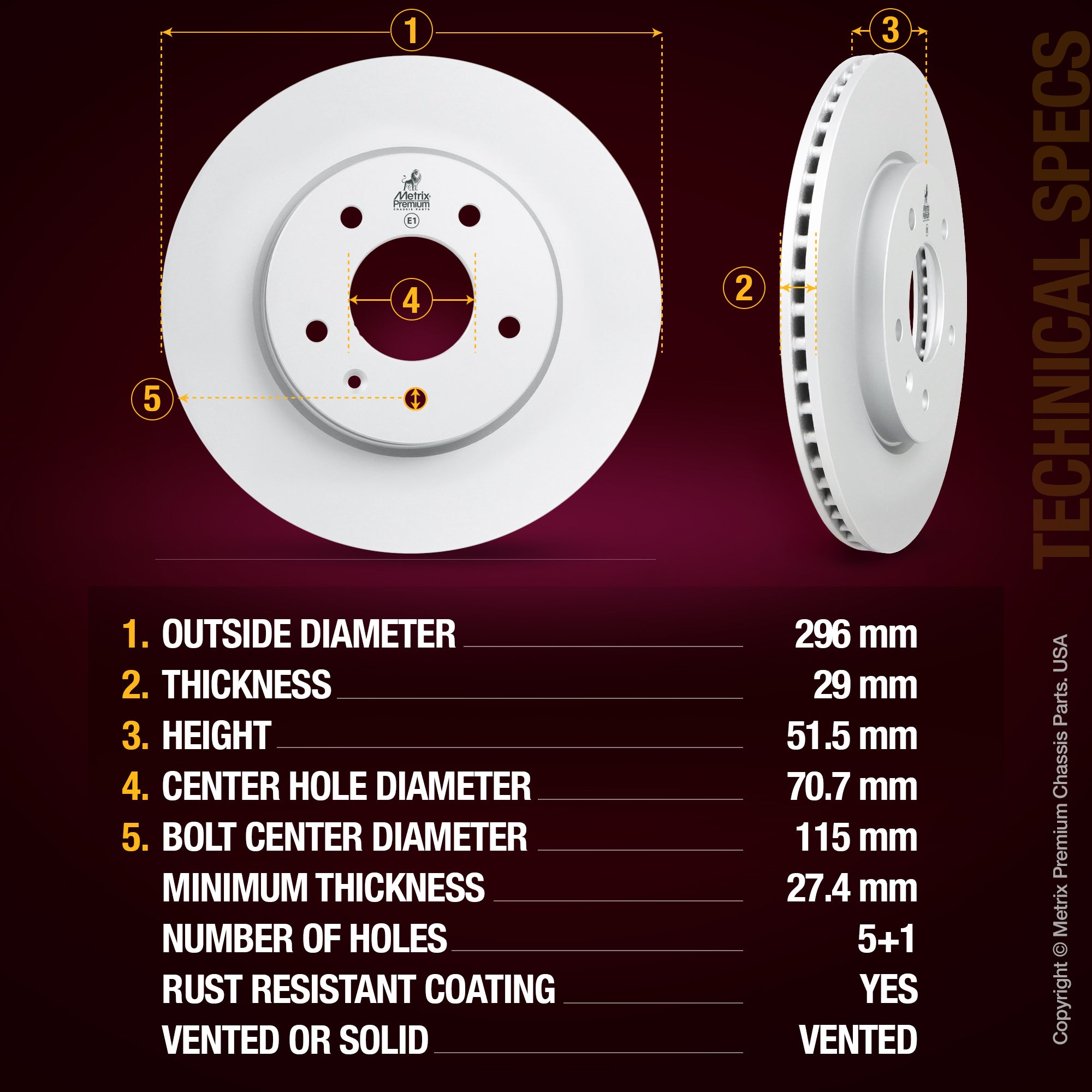 Metrix Premium Front Disc Brake Rotor Kit 92728MT aftermarket car parts