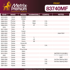 Metrix Premium Front Disc Brake Rotor 83740MF OEM fit spare parts
