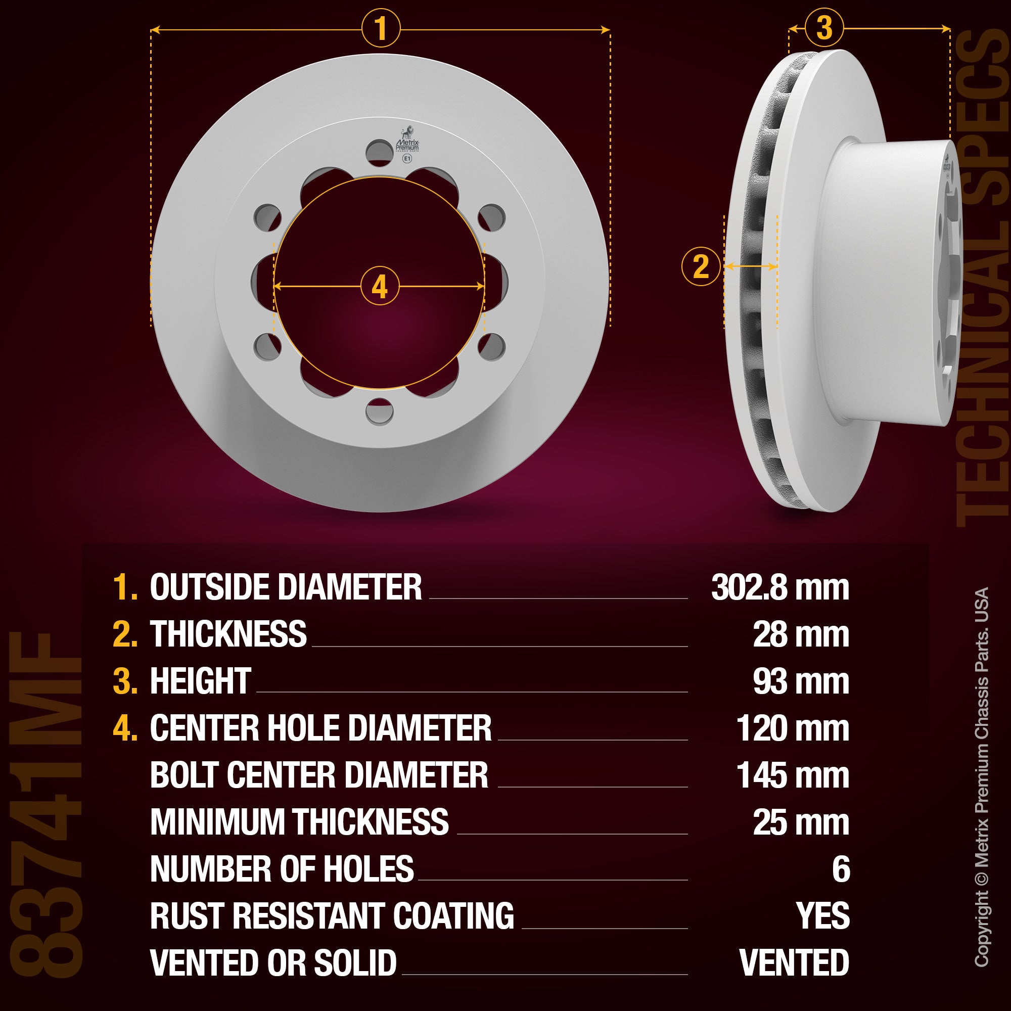 Metrix Premium Chassis Parts Rear Disc Brake Rotor Kit 92150MT OEM fit auto parts