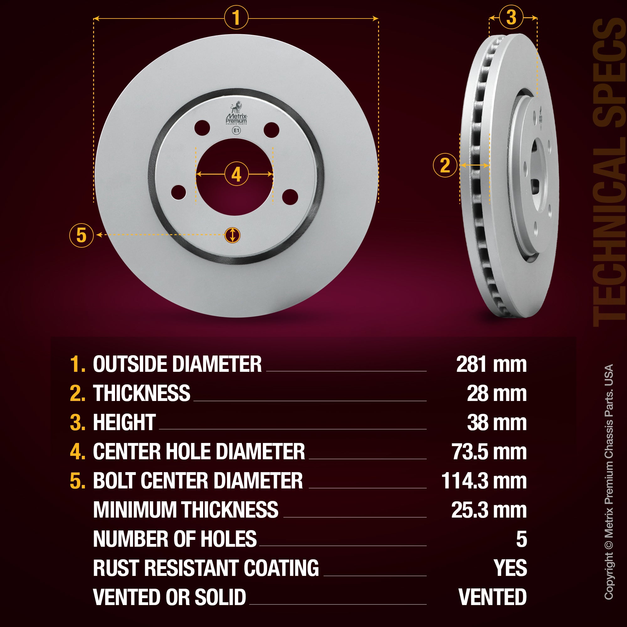 Metrix Premium Front Disc Brake Rotor Kit 92614MT aftermarket car parts