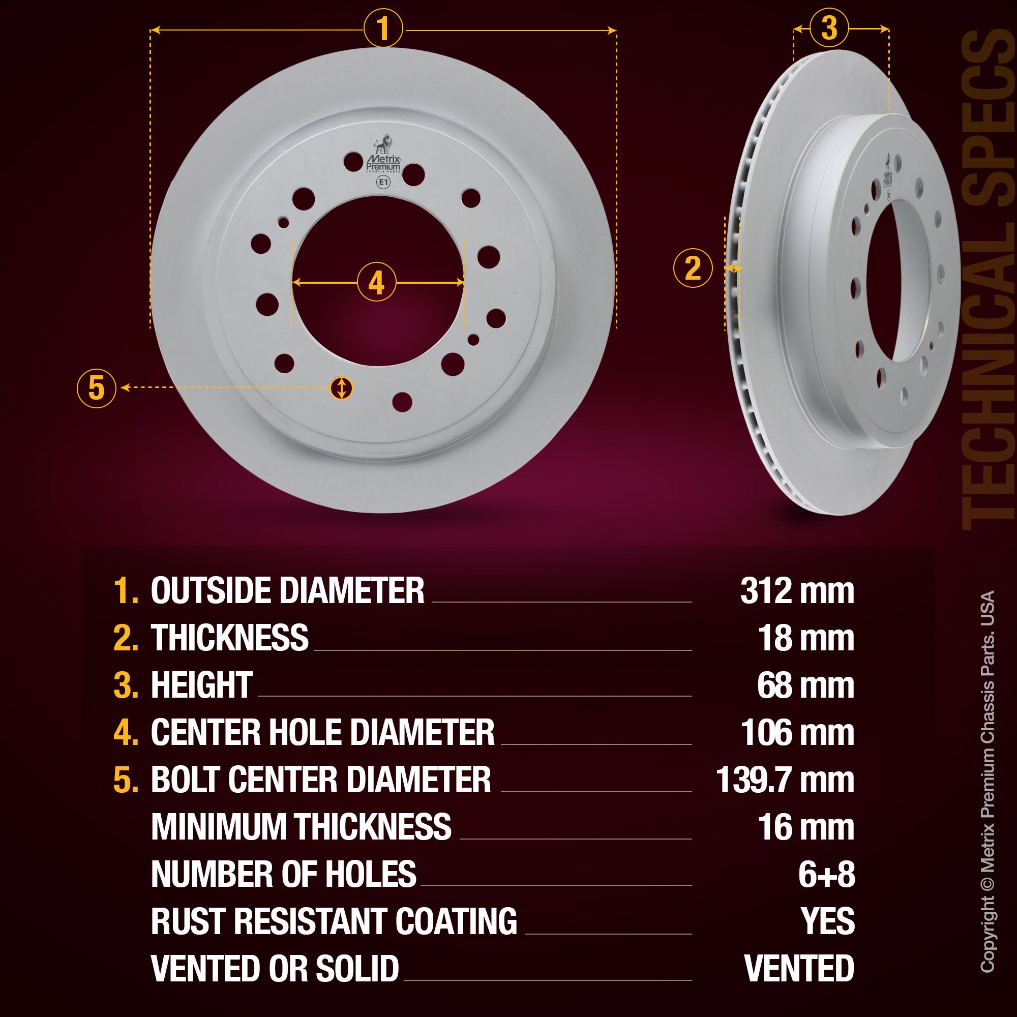 Metrix Premium Rear Disc Brake Rotor Kit 92725MT aftermarket car parts