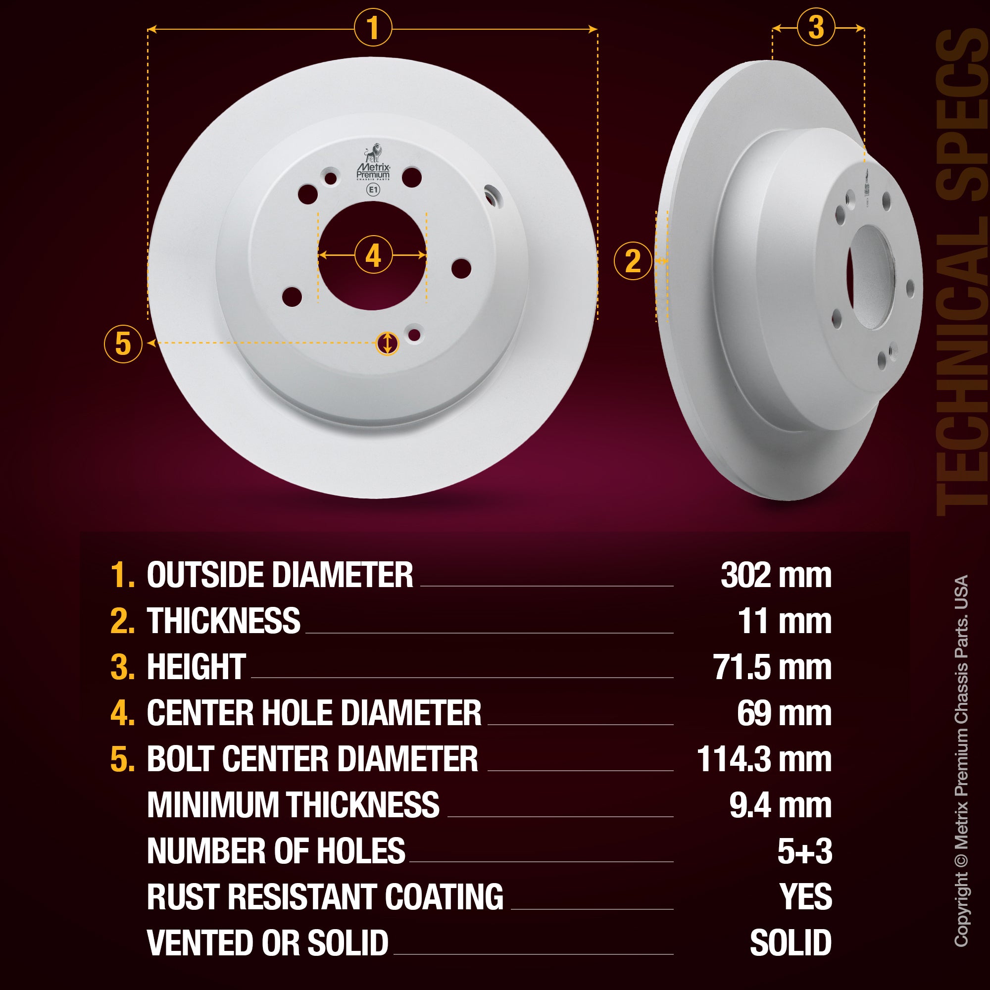 Metrix Premium Rear Disc Brake Rotor Kit 92613MT aftermarket car parts