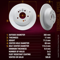 Metrix Premium Rear Disc Brake Rotor Kit 92613MT aftermarket car parts