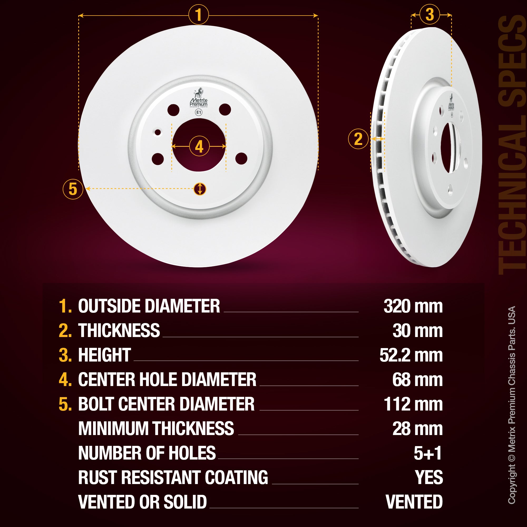 Metrix Premium Front Disc Brake Rotor Kit 92724MT aftermarket car parts