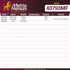 Metrix Premium Rear Disc Brake Rotor 83793MF OEM fit spare parts