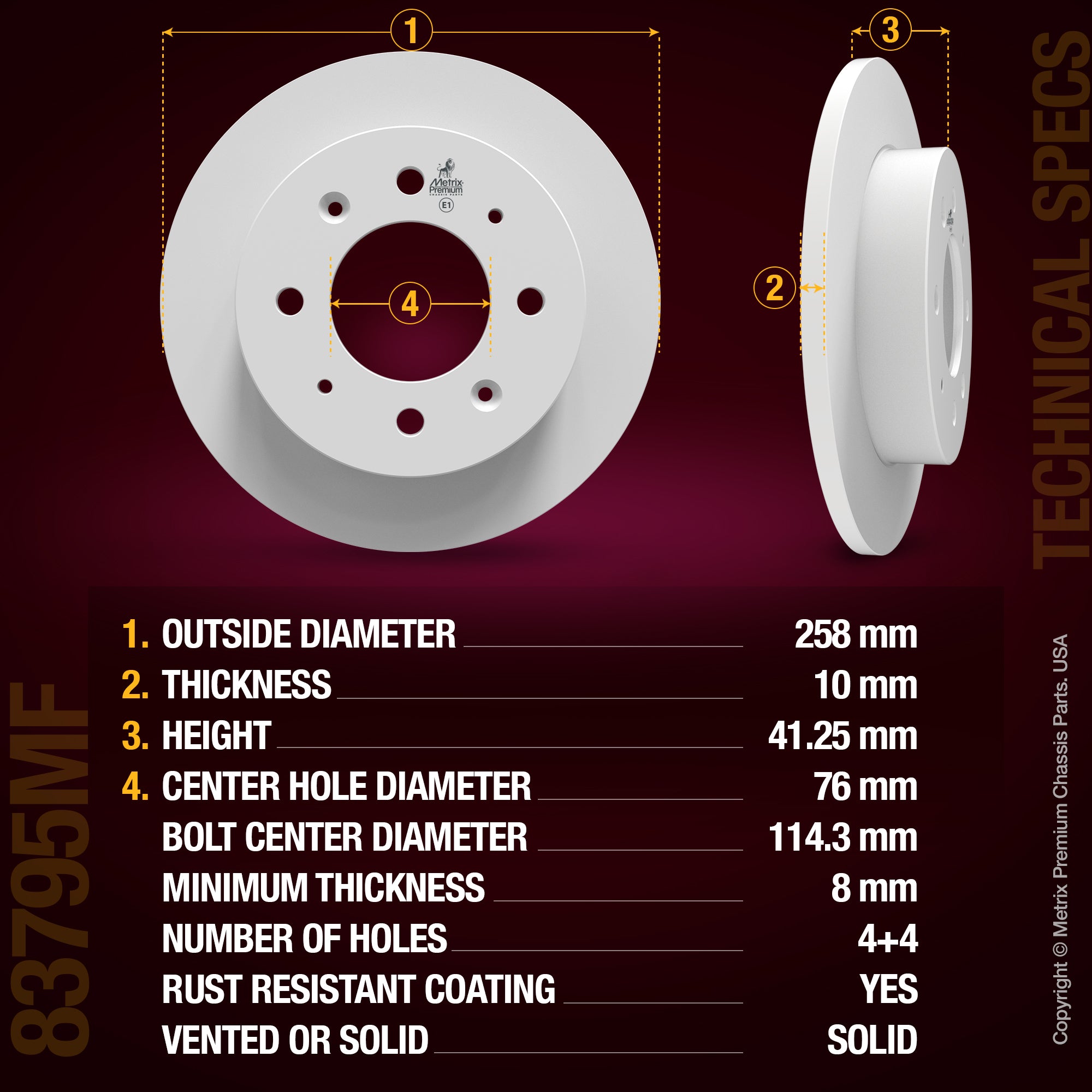 Metrix Premium Rear Disc Brake Rotor Kit 92238MT aftermarket car parts