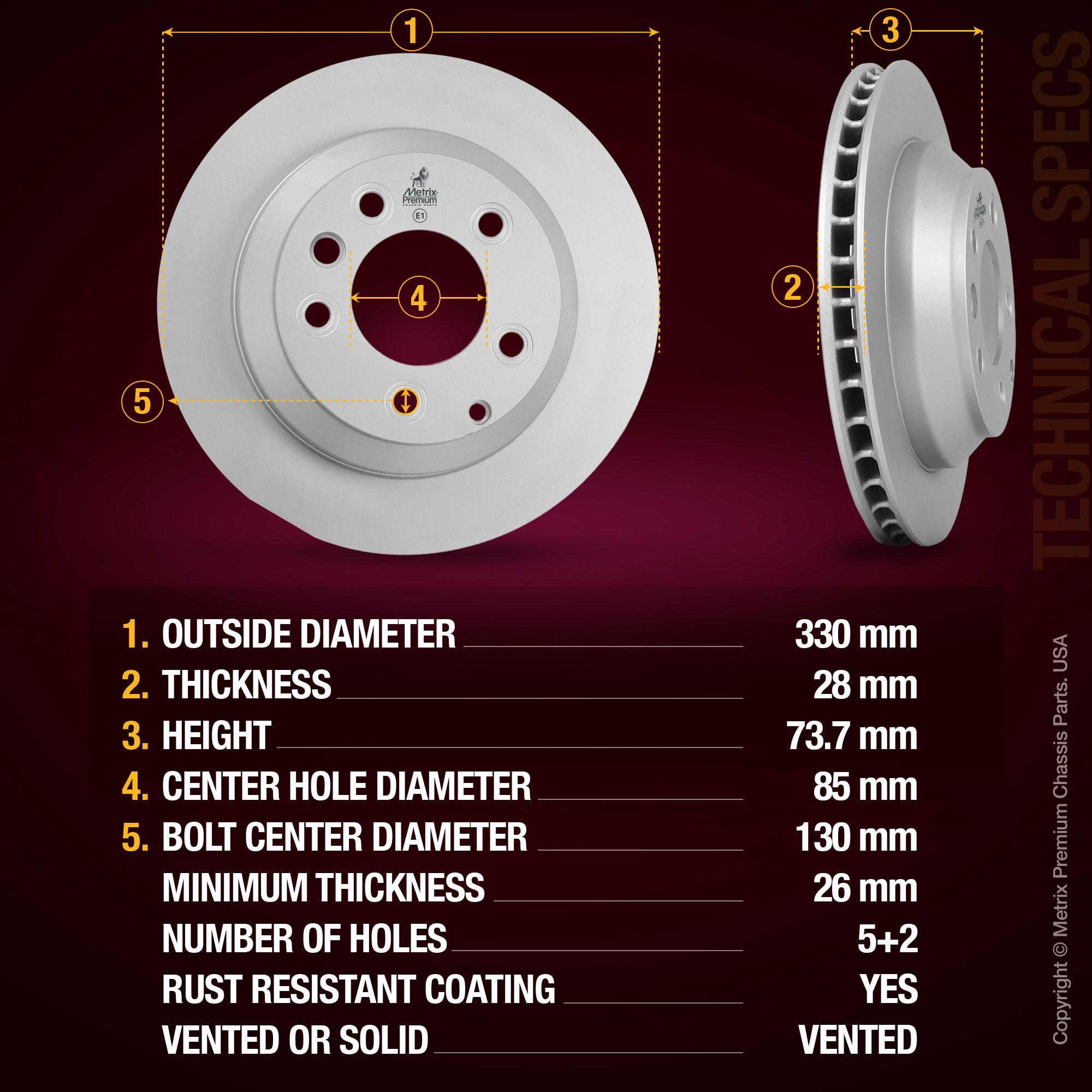 Metrix Premium Rear Disc Brake Rotor Kit 92337MT aftermarket car parts