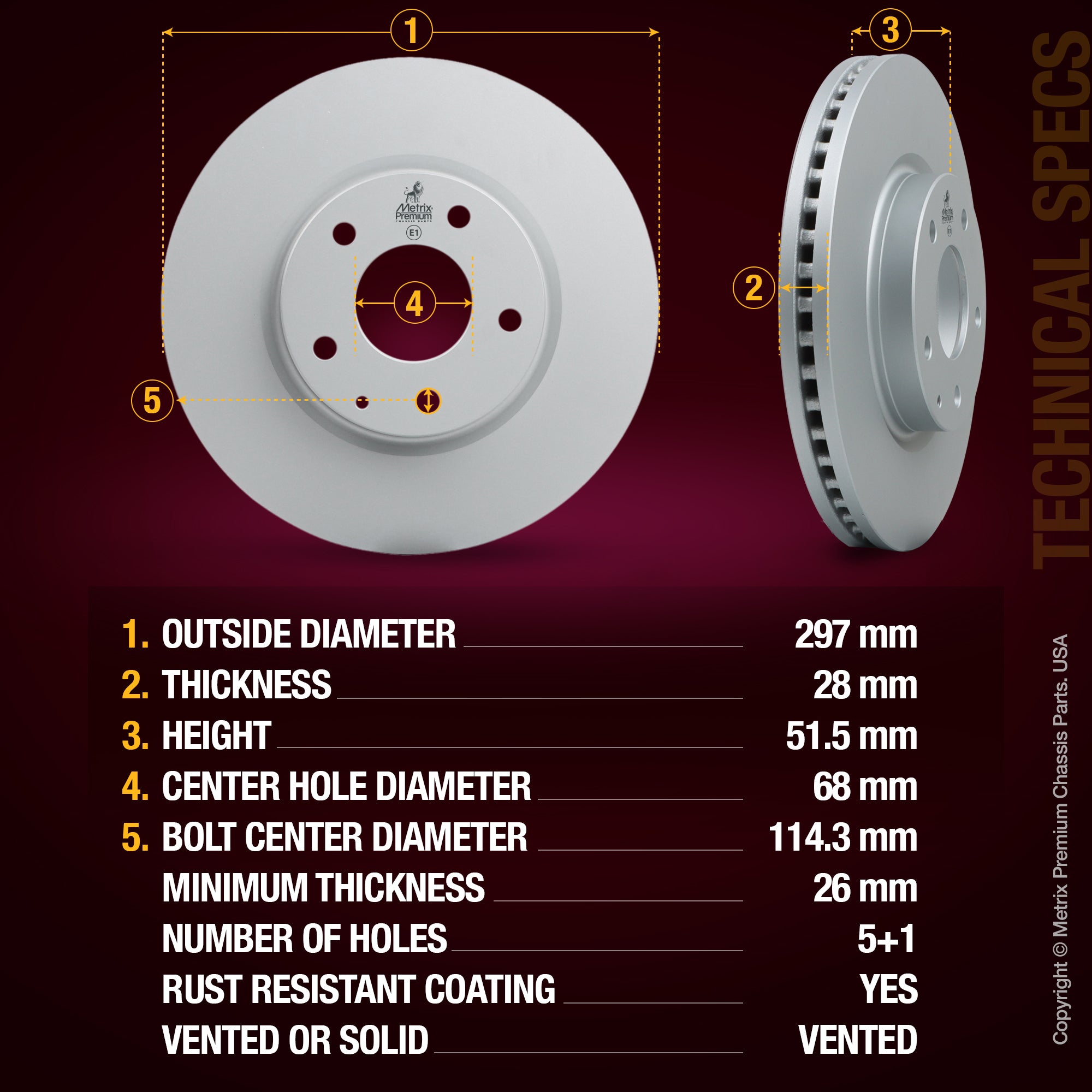 Metrix Premium Front Disc Brake Rotor Kit 92524MT aftermarket car parts