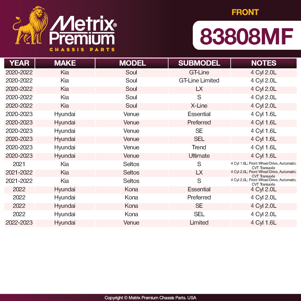 Metrix Premium Chassis Parts - 11.02 inch (280mm) Front Coated Vented Disc Brake Rotor Fits Hyundai Kona, Hyundai Venue, Veloster, Elantra, Elantra GT, Elantra Coupe, Kia Soul, Forte, Forte5
