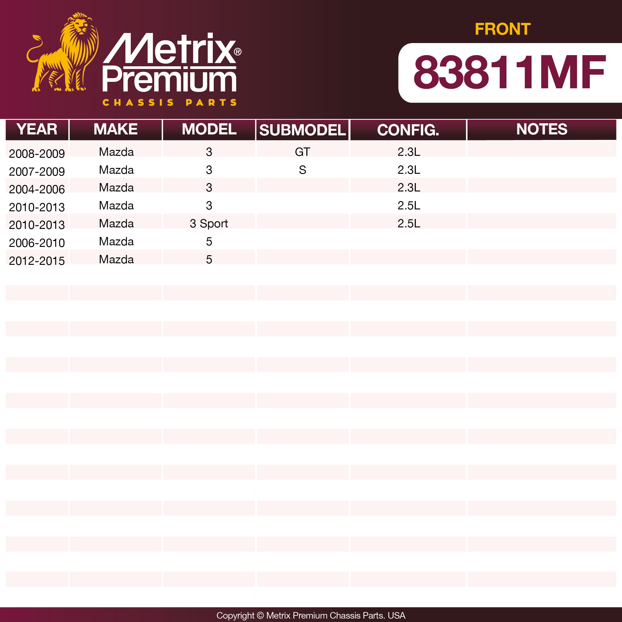 Metrix Premium Front Disc Brake Rotor 83811MF OEM fit spare parts