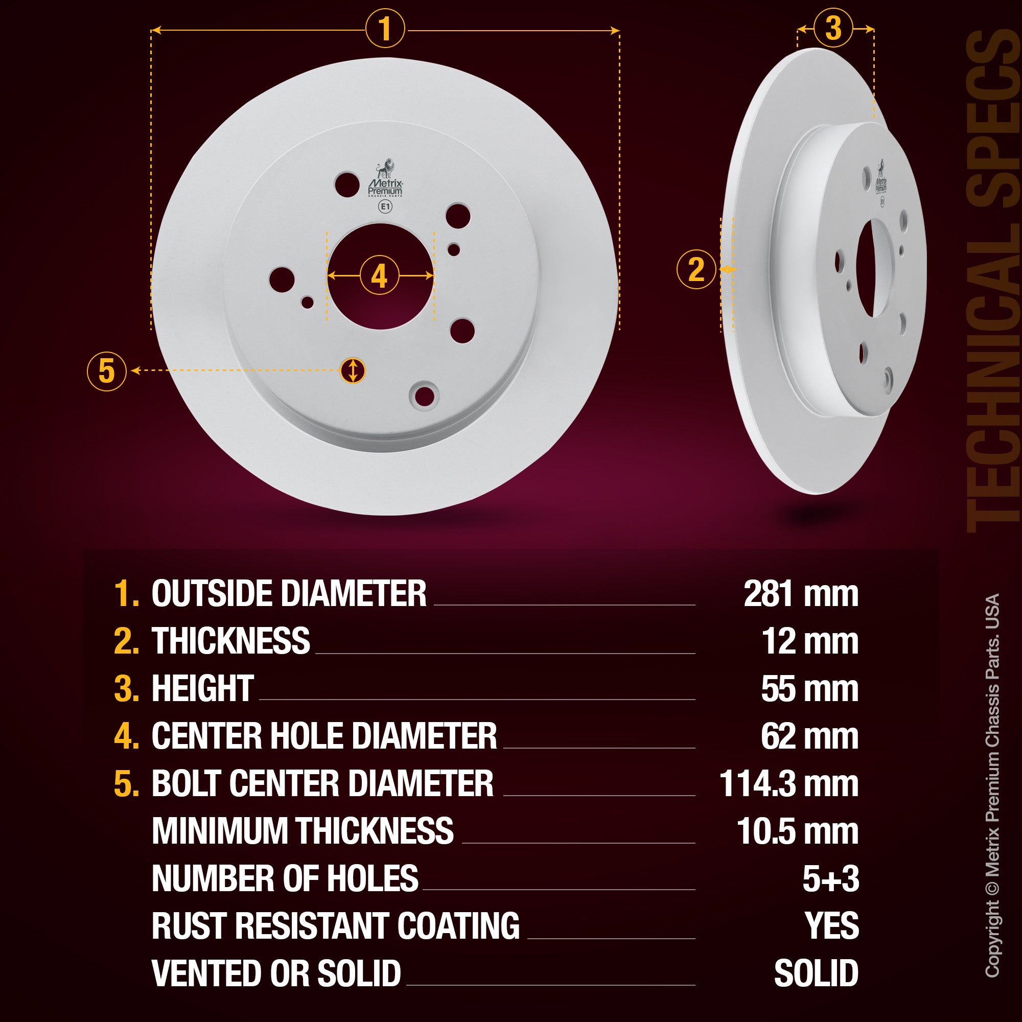 Metrix Premium Rear Disc Brake Rotor Kit 92612MT aftermarket car parts