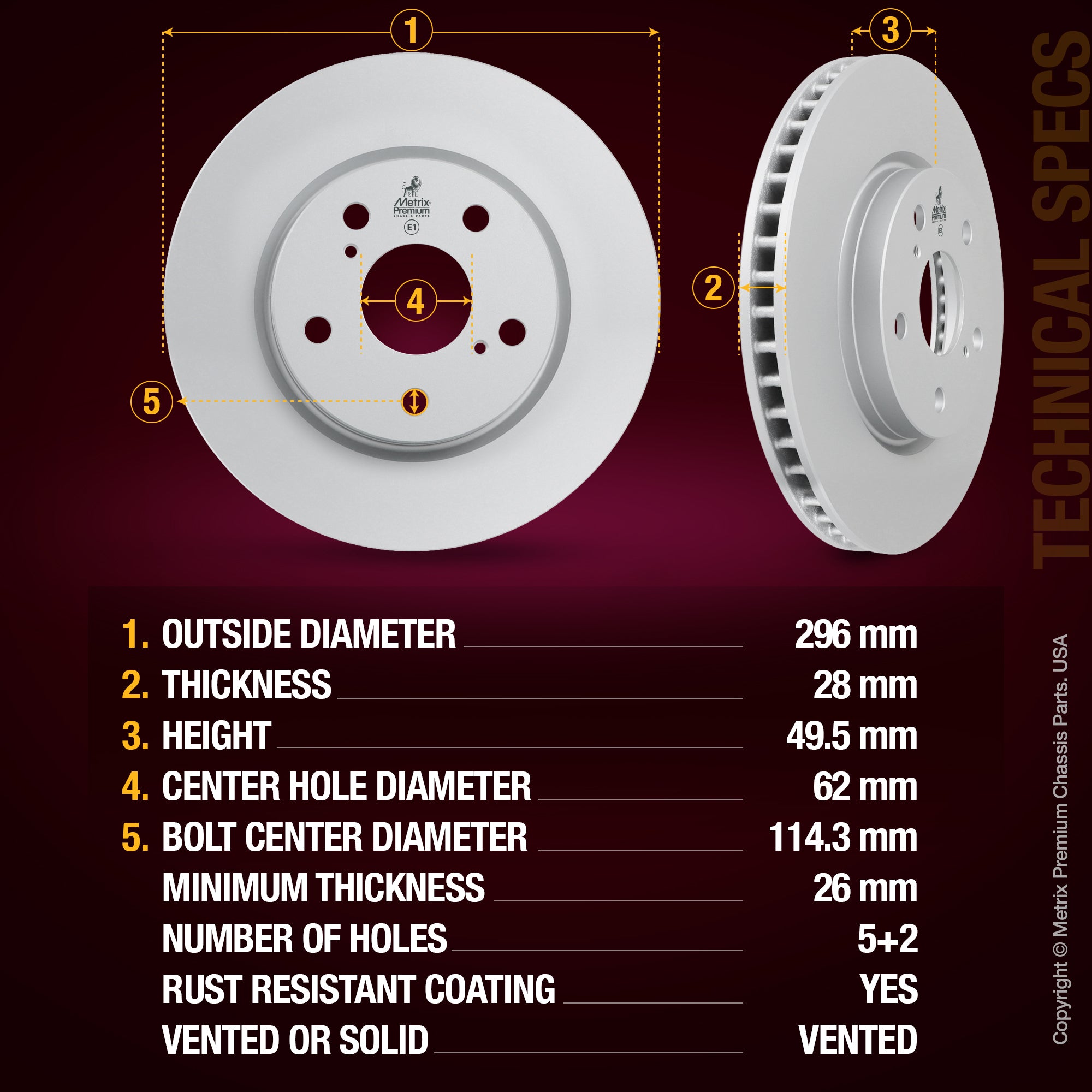 Metrix Premium Front Disc Brake Rotor Kit 92522MT aftermarket car parts