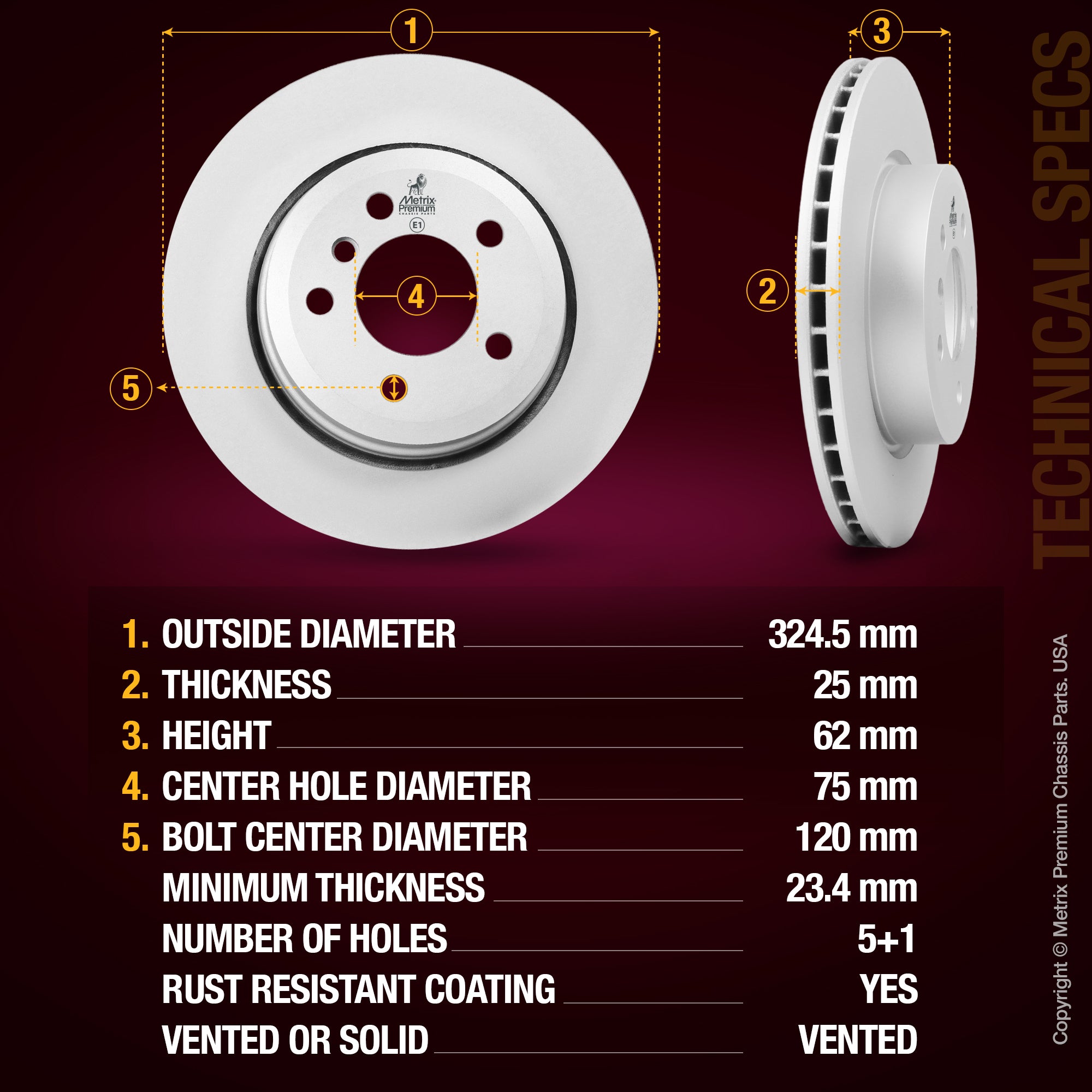 Metrix Premium Front Disc Brake Rotor 83818MF aftermarket car parts
